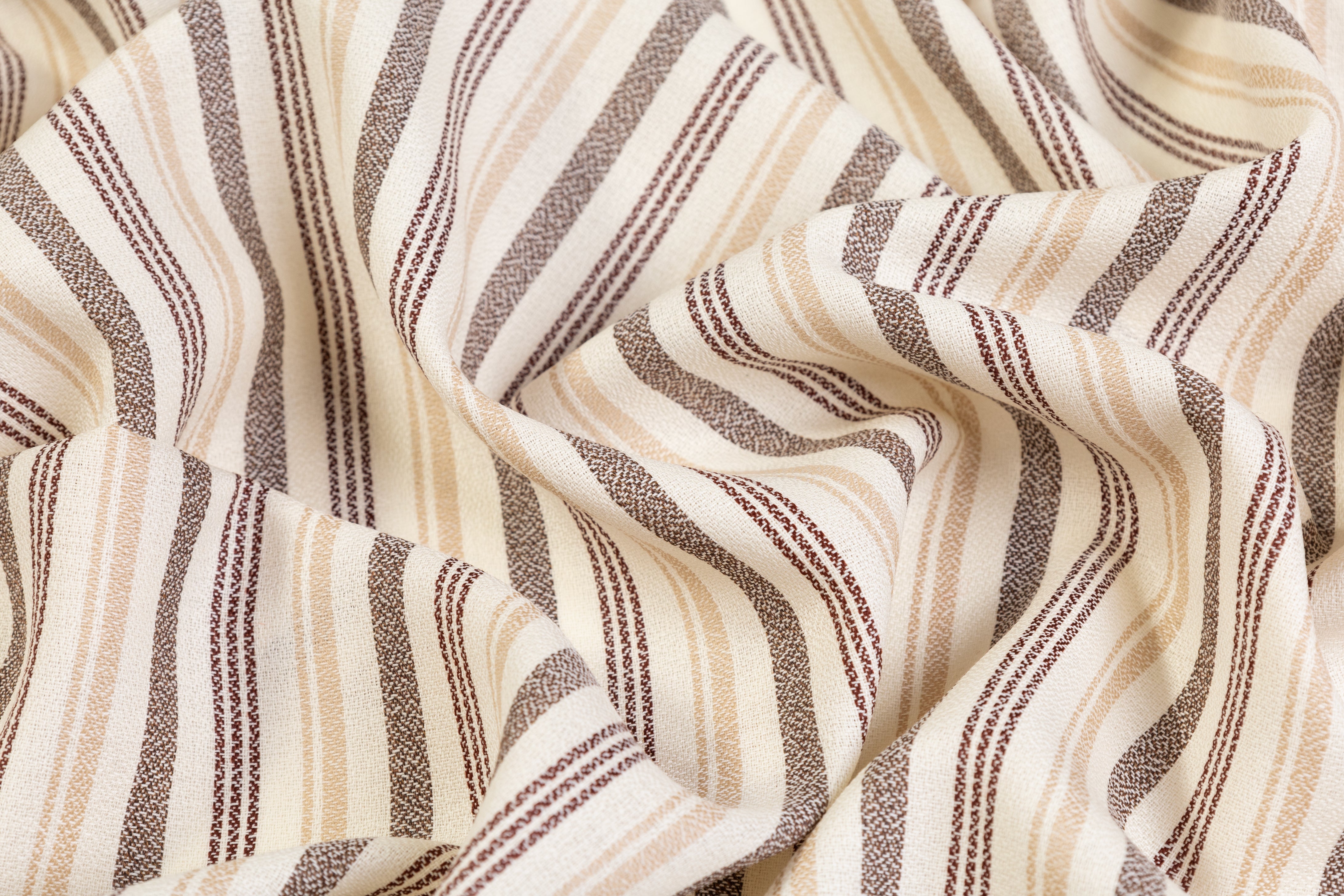 Striped Italian Wool Suiting - Cream / Taupe