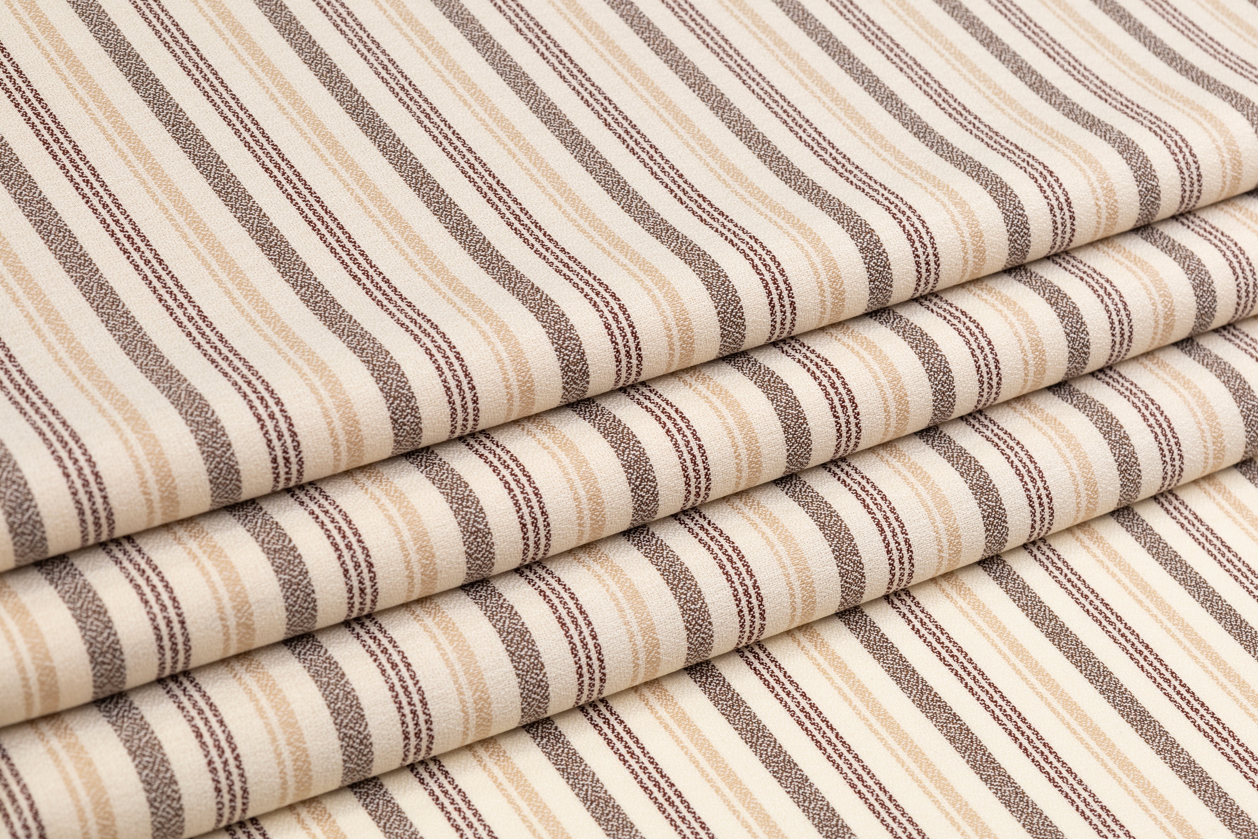 Striped Italian Wool Suiting - Cream / Taupe