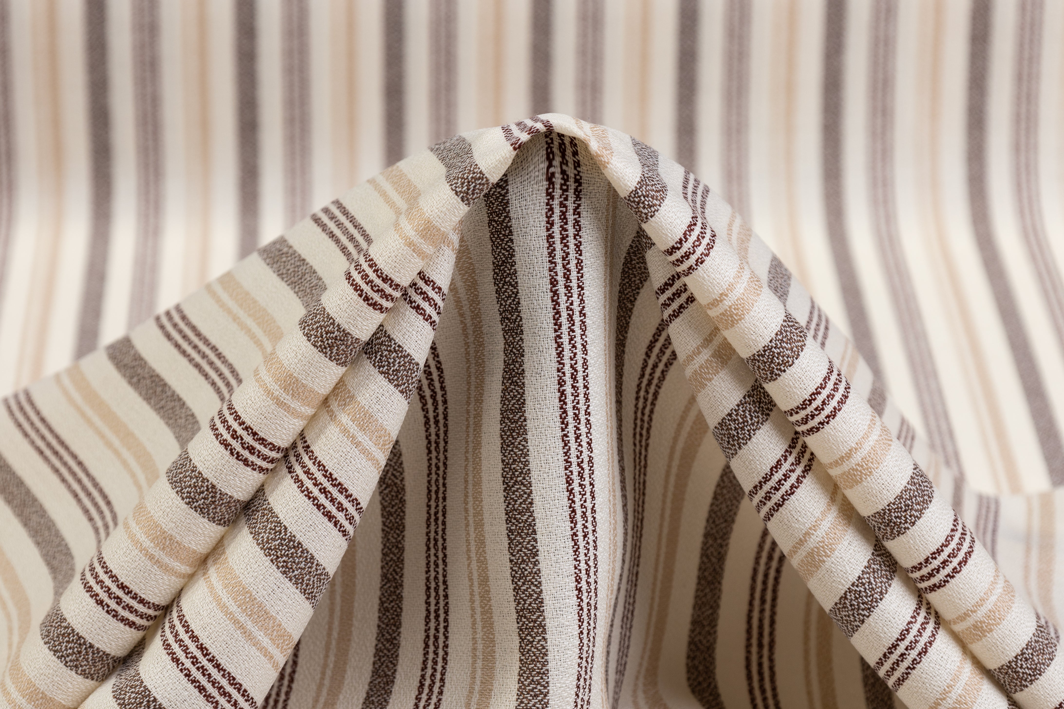 Striped Italian Wool Suiting - Cream / Taupe