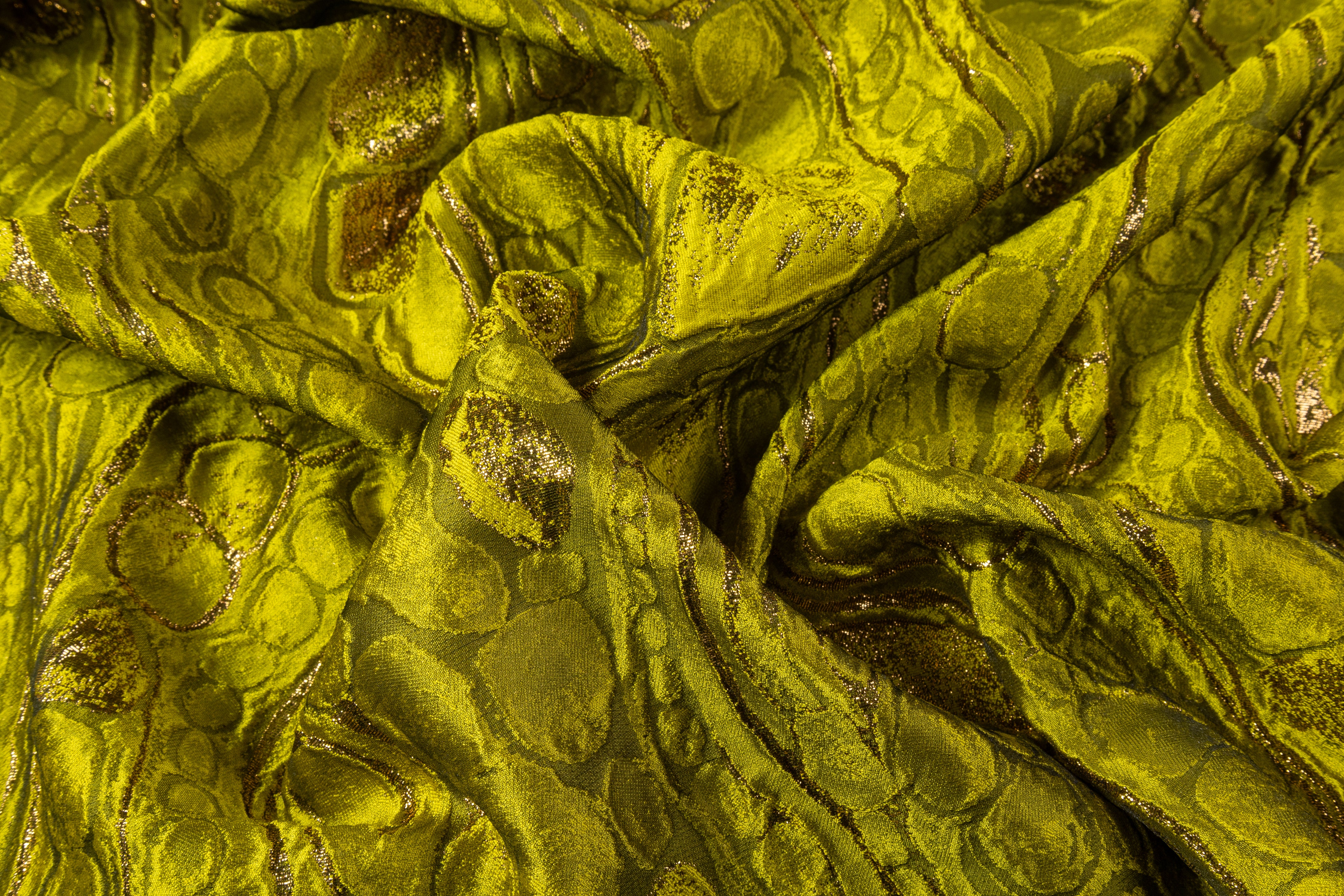 Abstract Metallic Italian Cloqué Brocade - Yellow