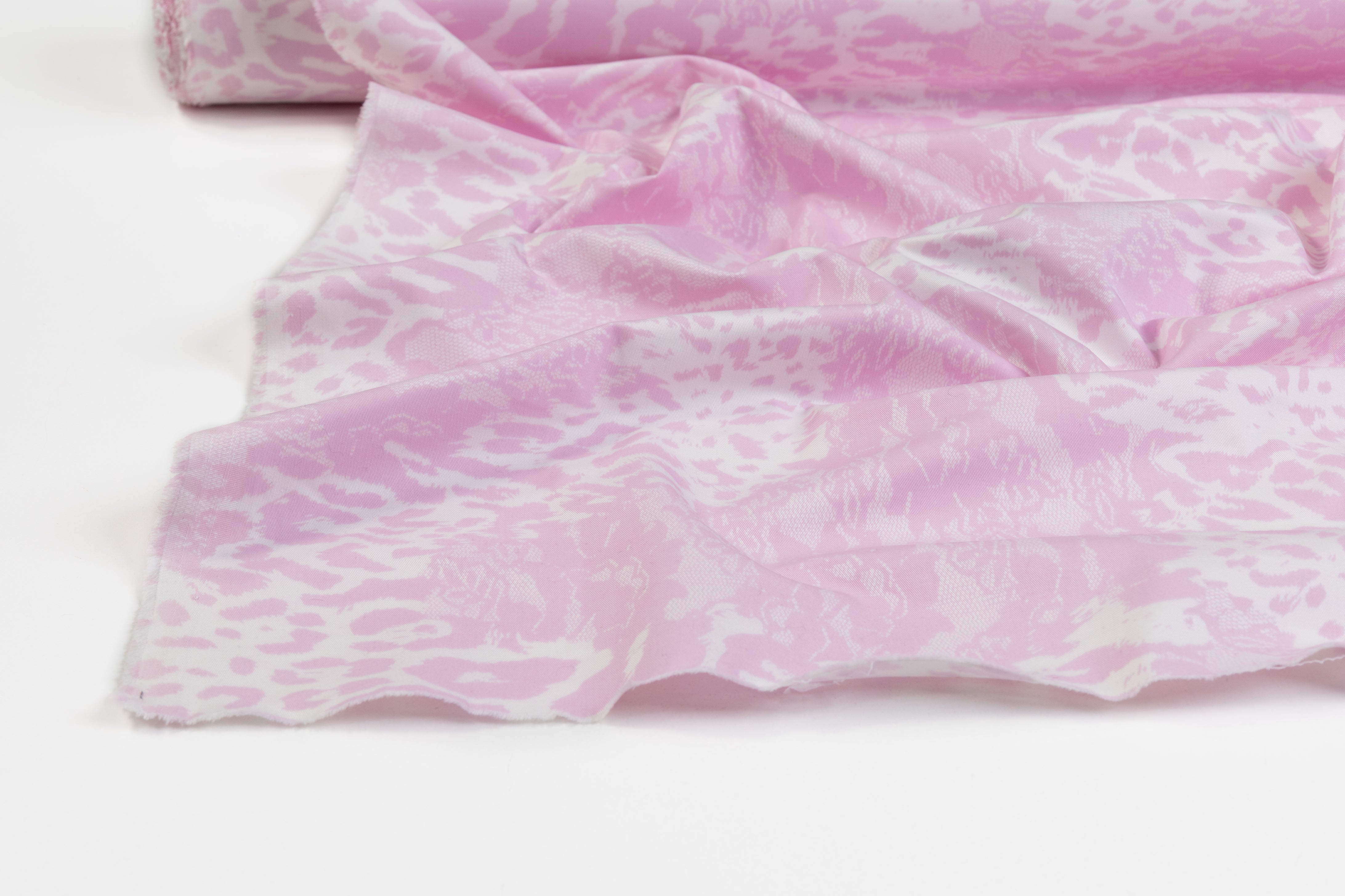 Abstract Cheetah Print Italian Cotton Twill - Pink / White
