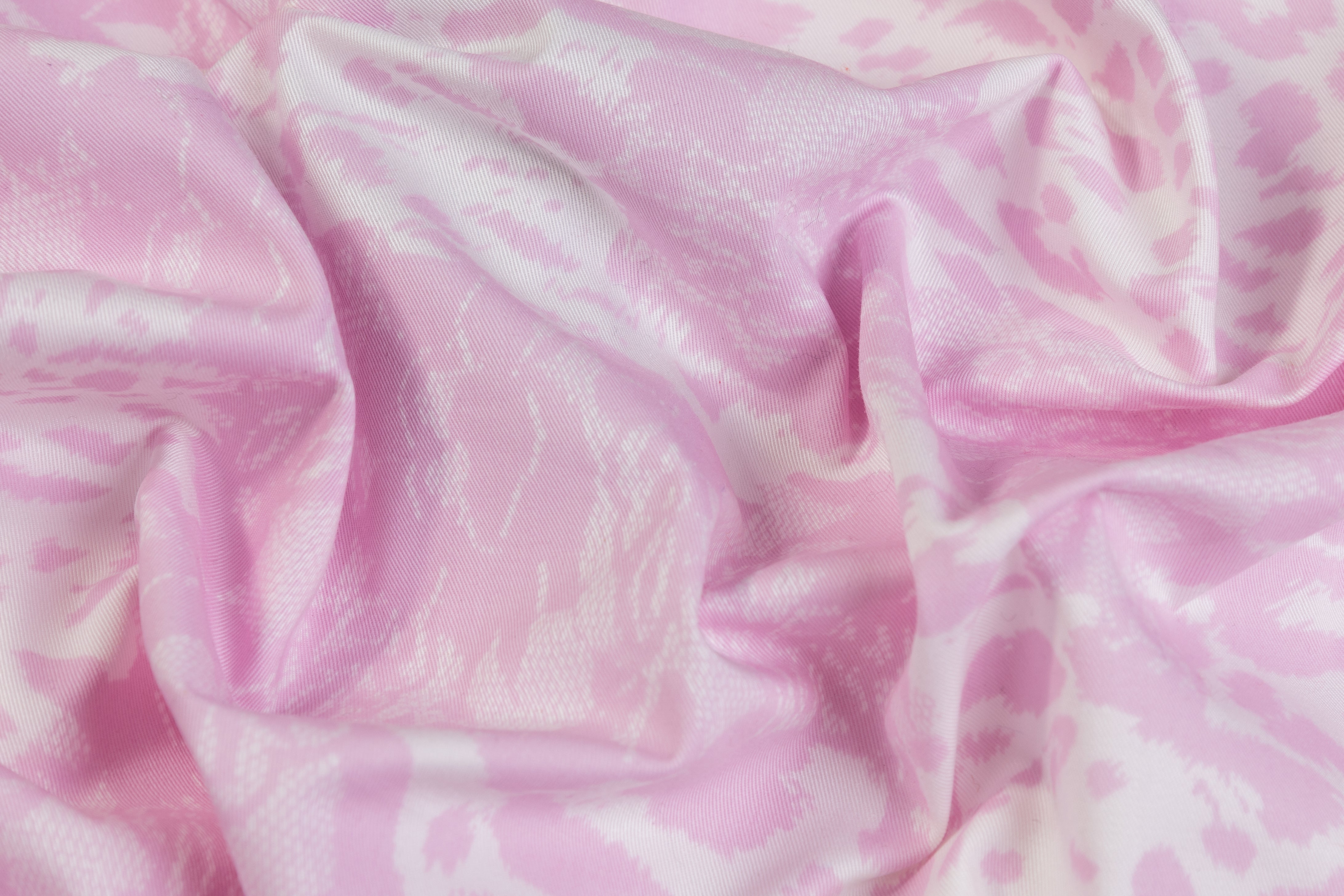 Abstract Cheetah Print Italian Cotton Twill - Pink / White