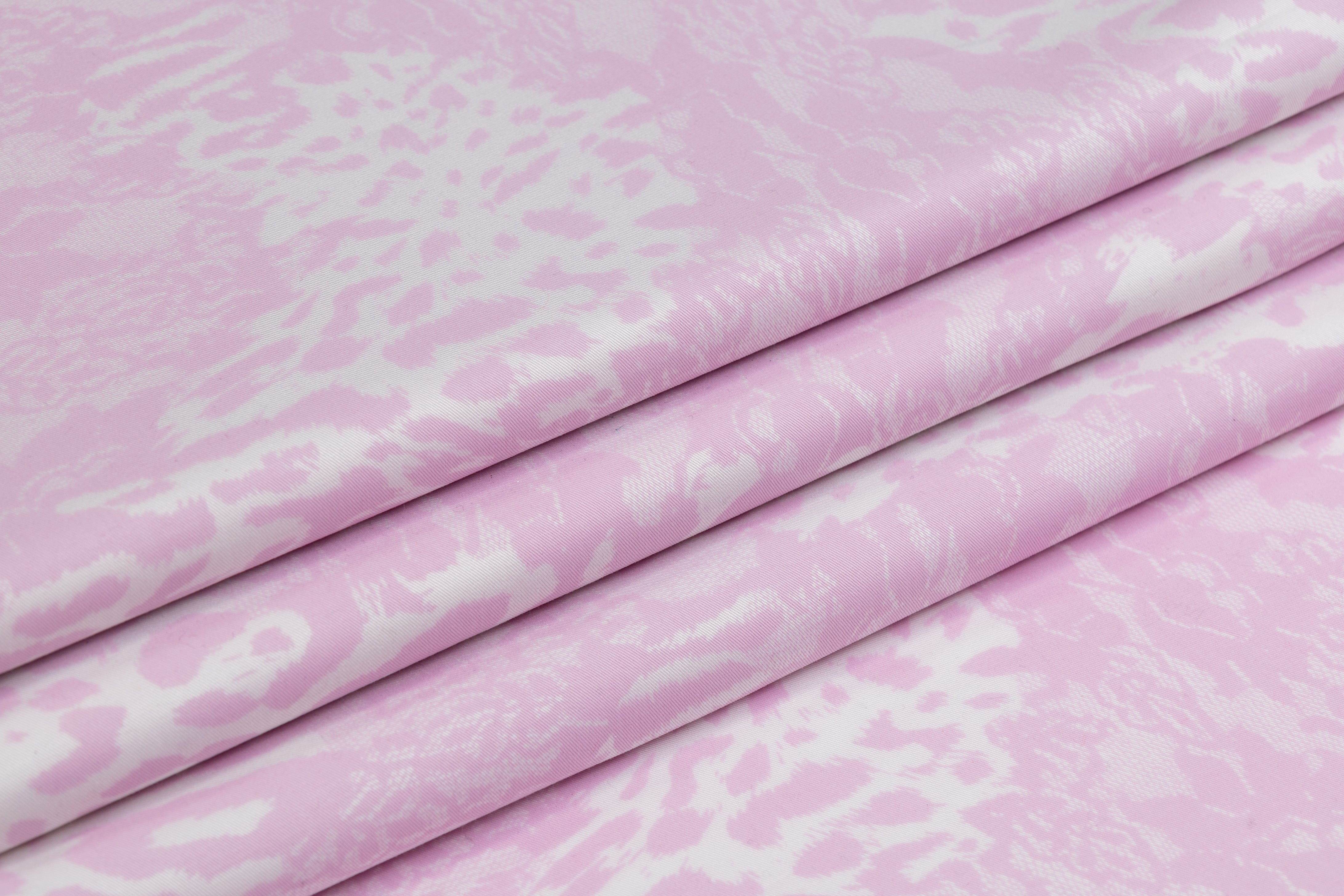 Abstract Cheetah Print Italian Cotton Twill - Pink / White