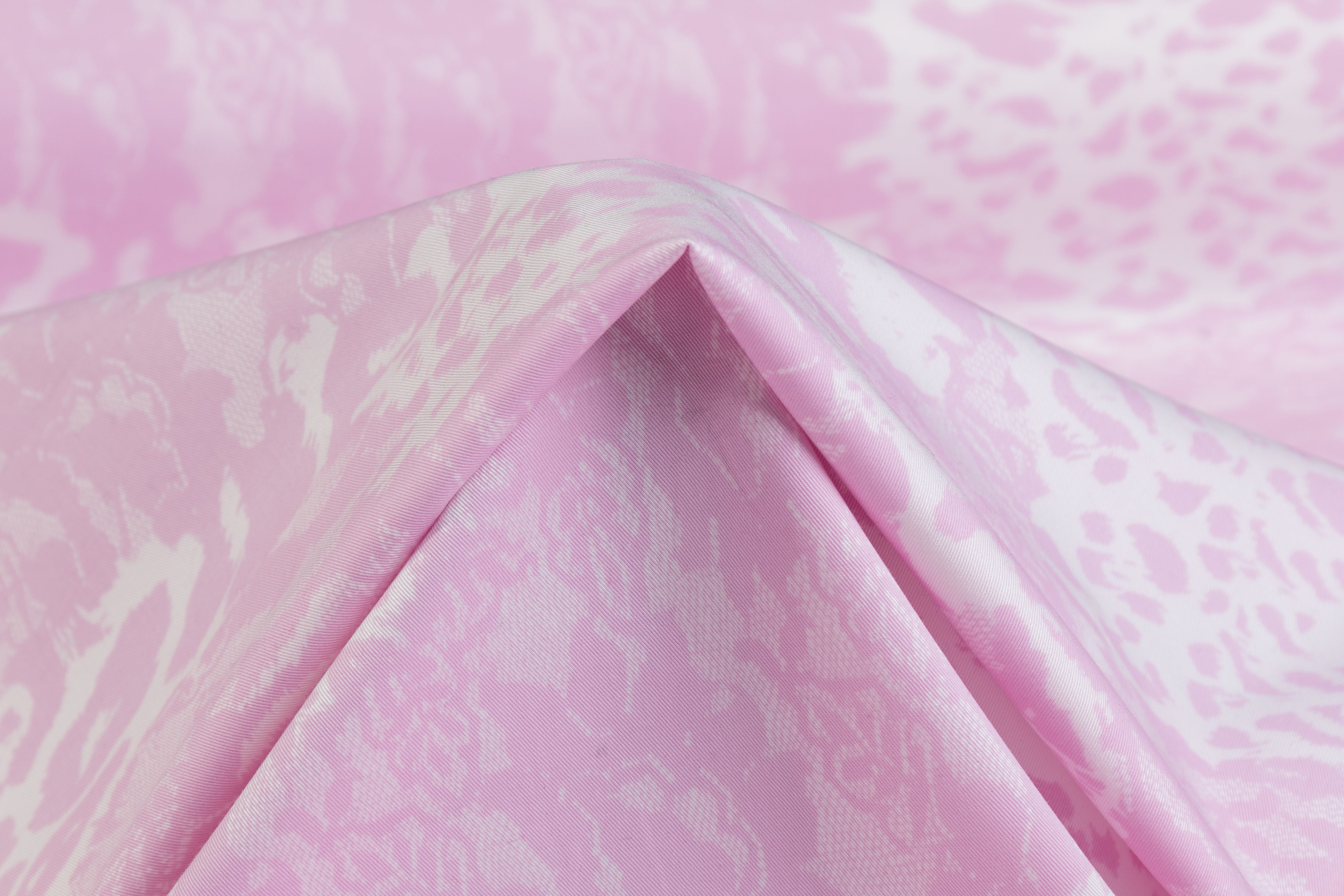 Abstract Cheetah Print Italian Cotton Twill - Pink / White