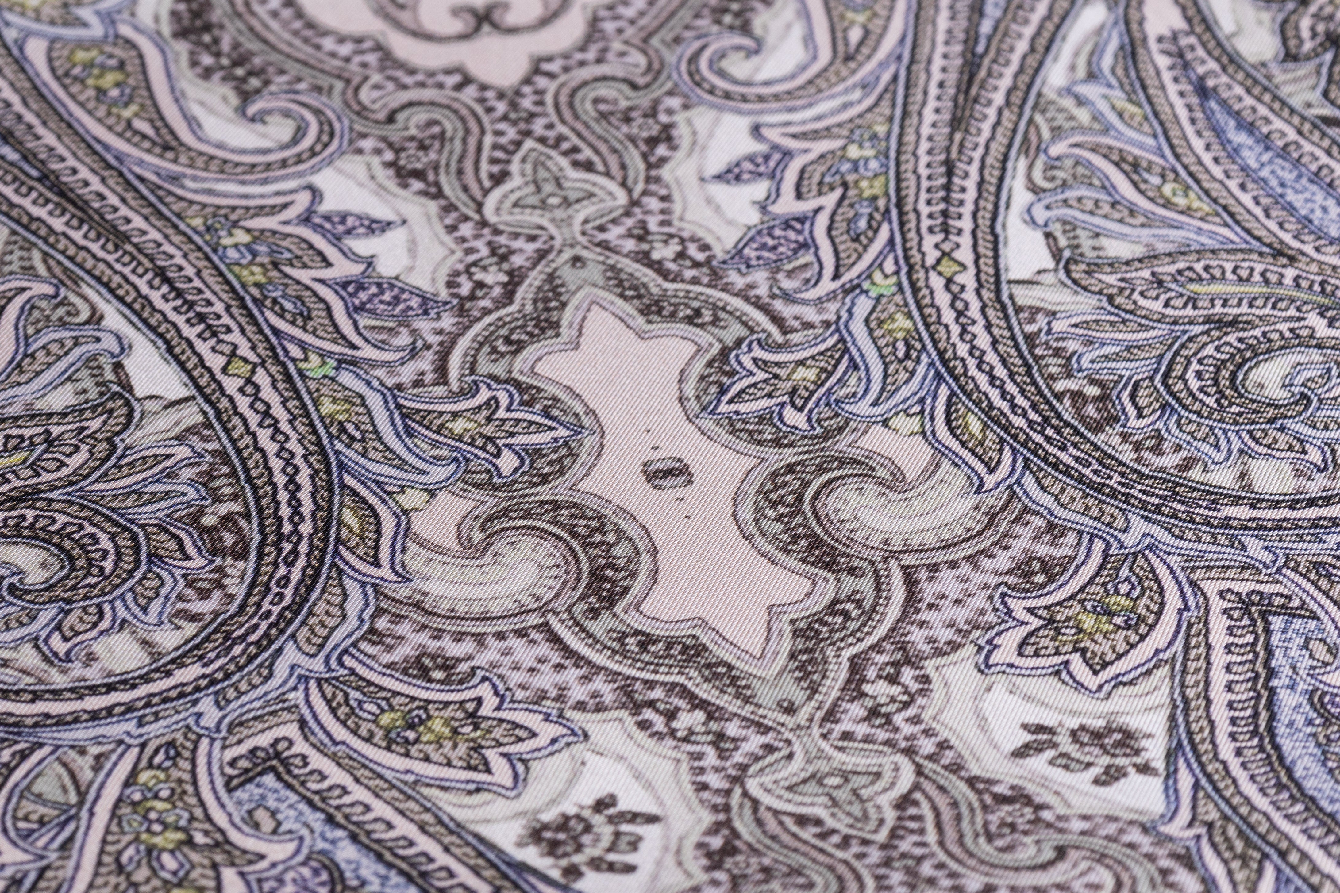 Paisley Italian Silk Twill - Sage / Taupe / Blue