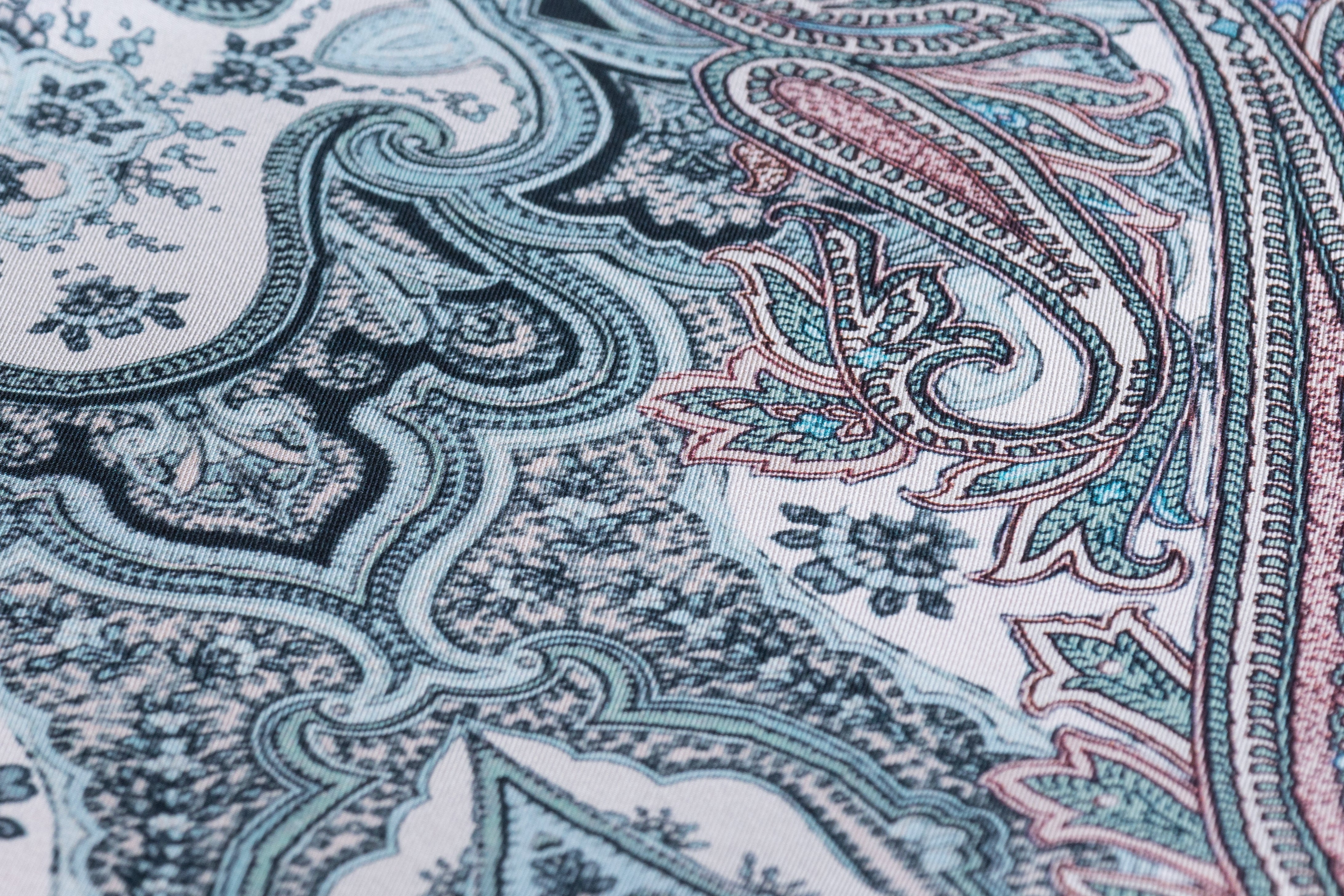 Paisley Italian Silk Twill - Teal / Mauve