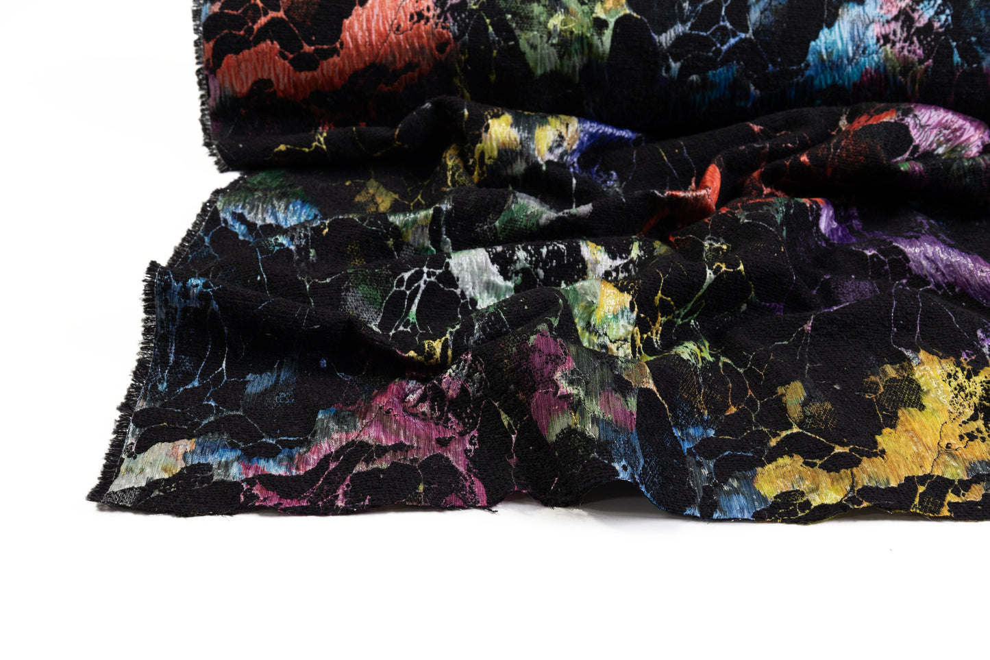 Double Faced Italian Chiné Chenille Brocade - Black / Multicolor