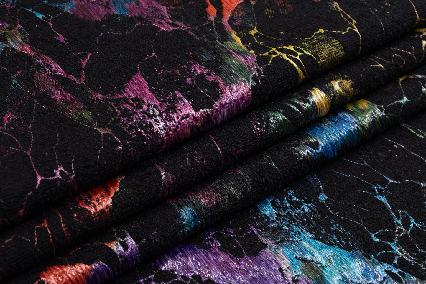 Double Faced Italian Chiné Chenille Brocade - Black / Multicolor
