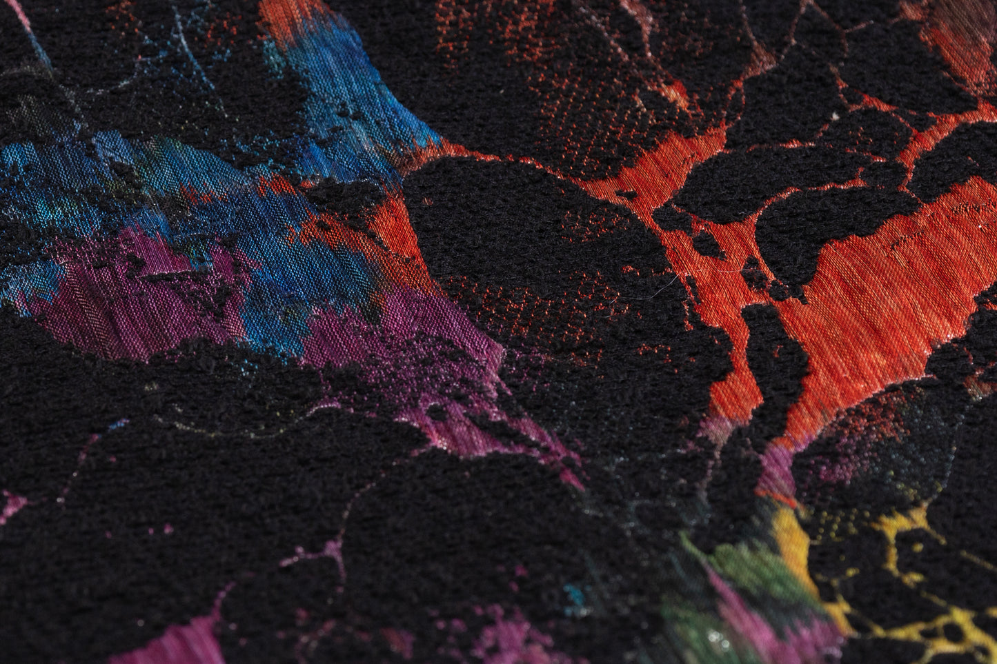 Double Faced Italian Chiné Chenille Brocade - Black / Multicolor