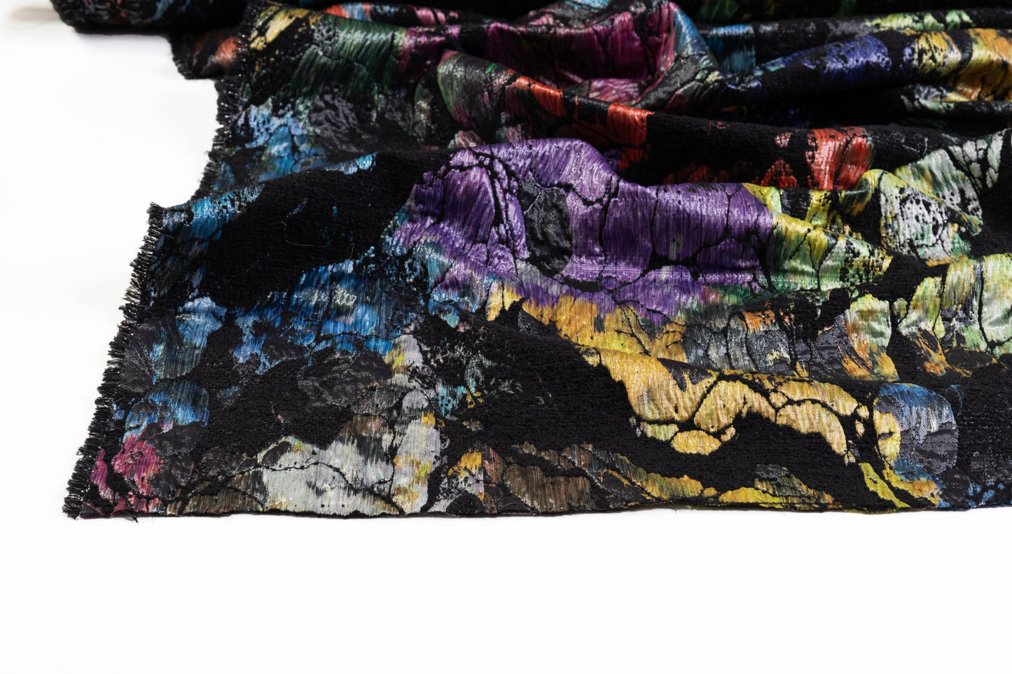 Double Faced Italian Chiné Chenille Brocade - Black / Multicolor