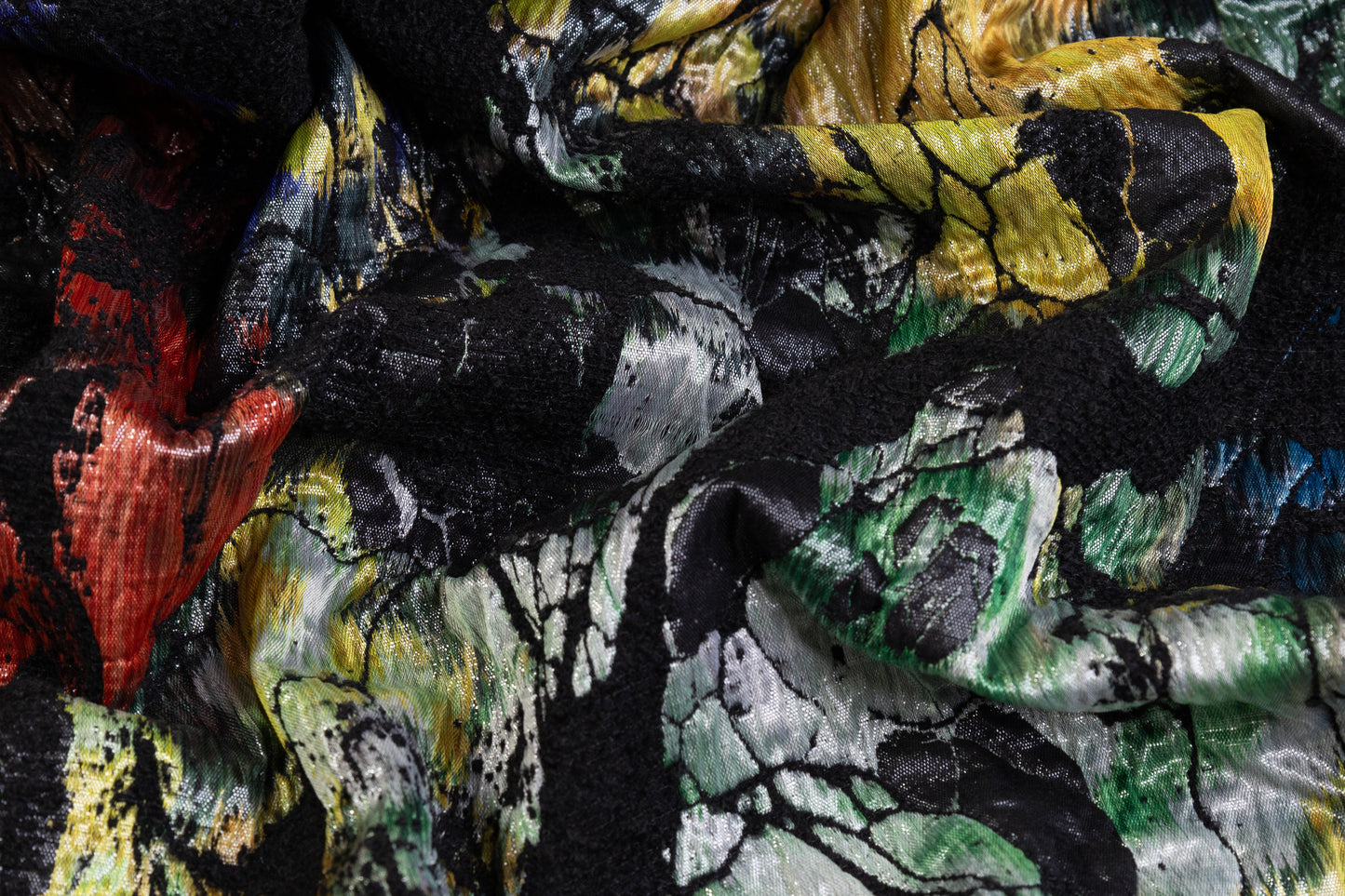 Double Faced Italian Chiné Chenille Brocade - Black / Multicolor