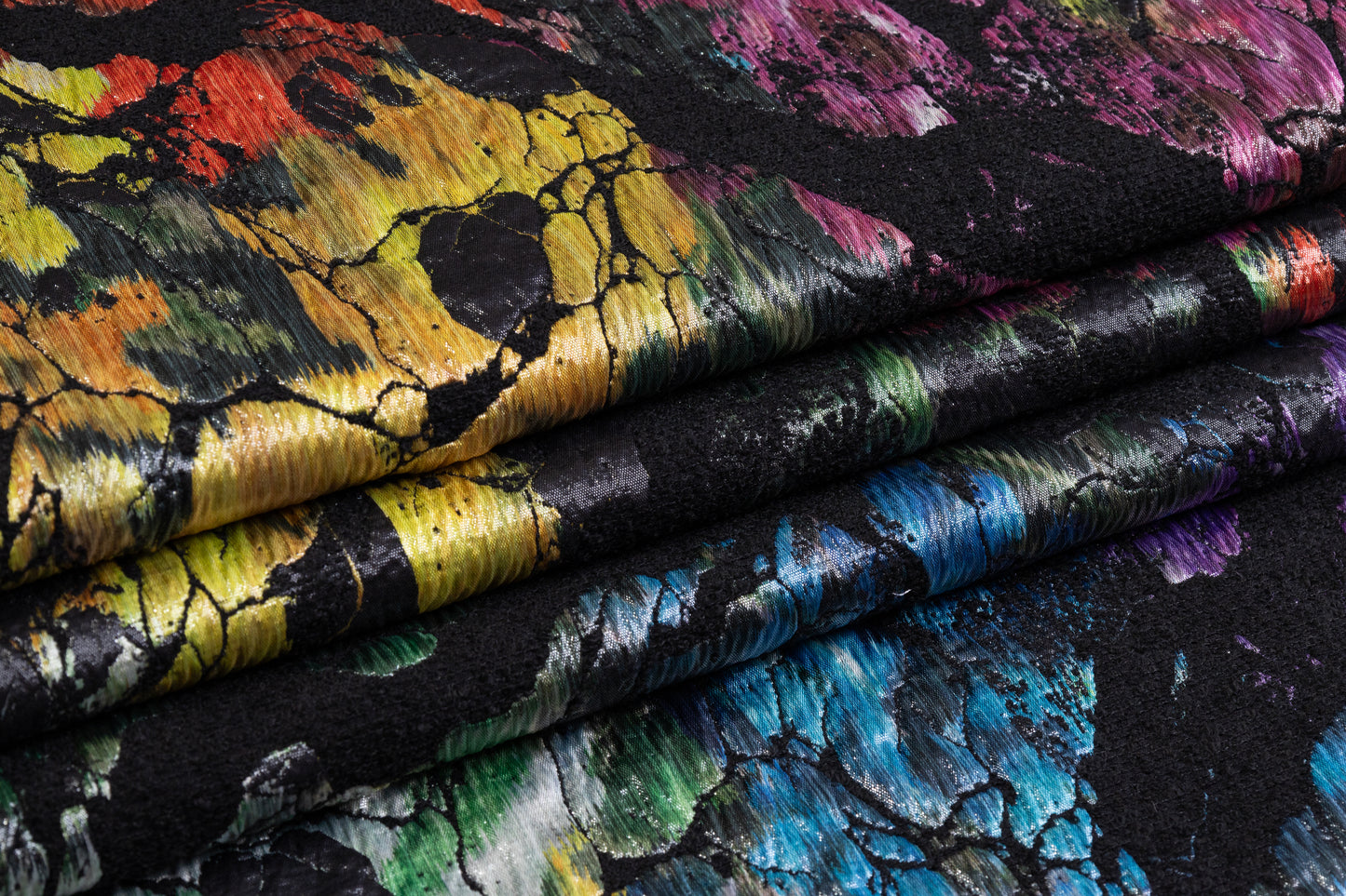Double Faced Italian Chiné Chenille Brocade - Black / Multicolor