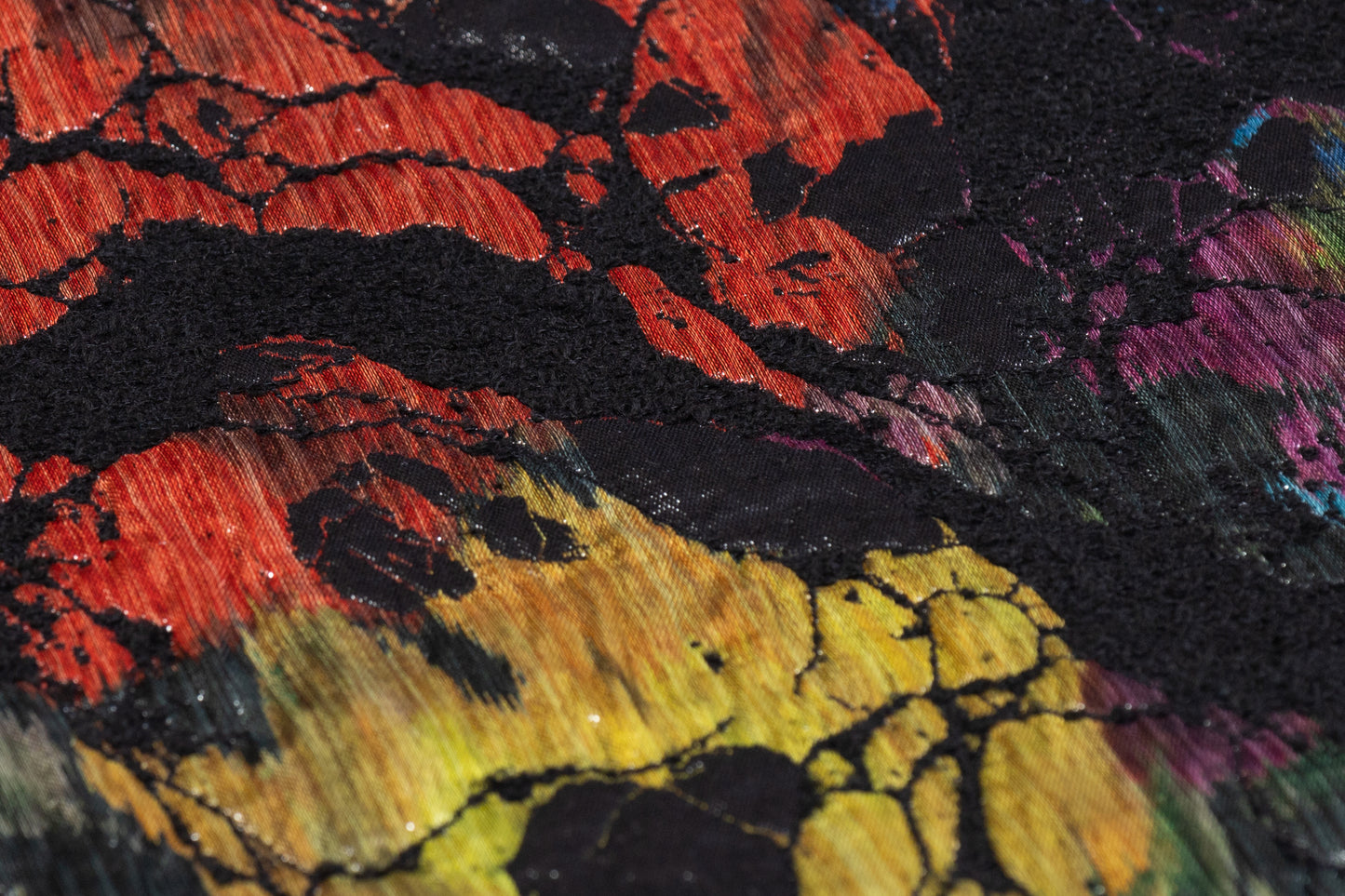 Double Faced Italian Chiné Chenille Brocade - Black / Multicolor