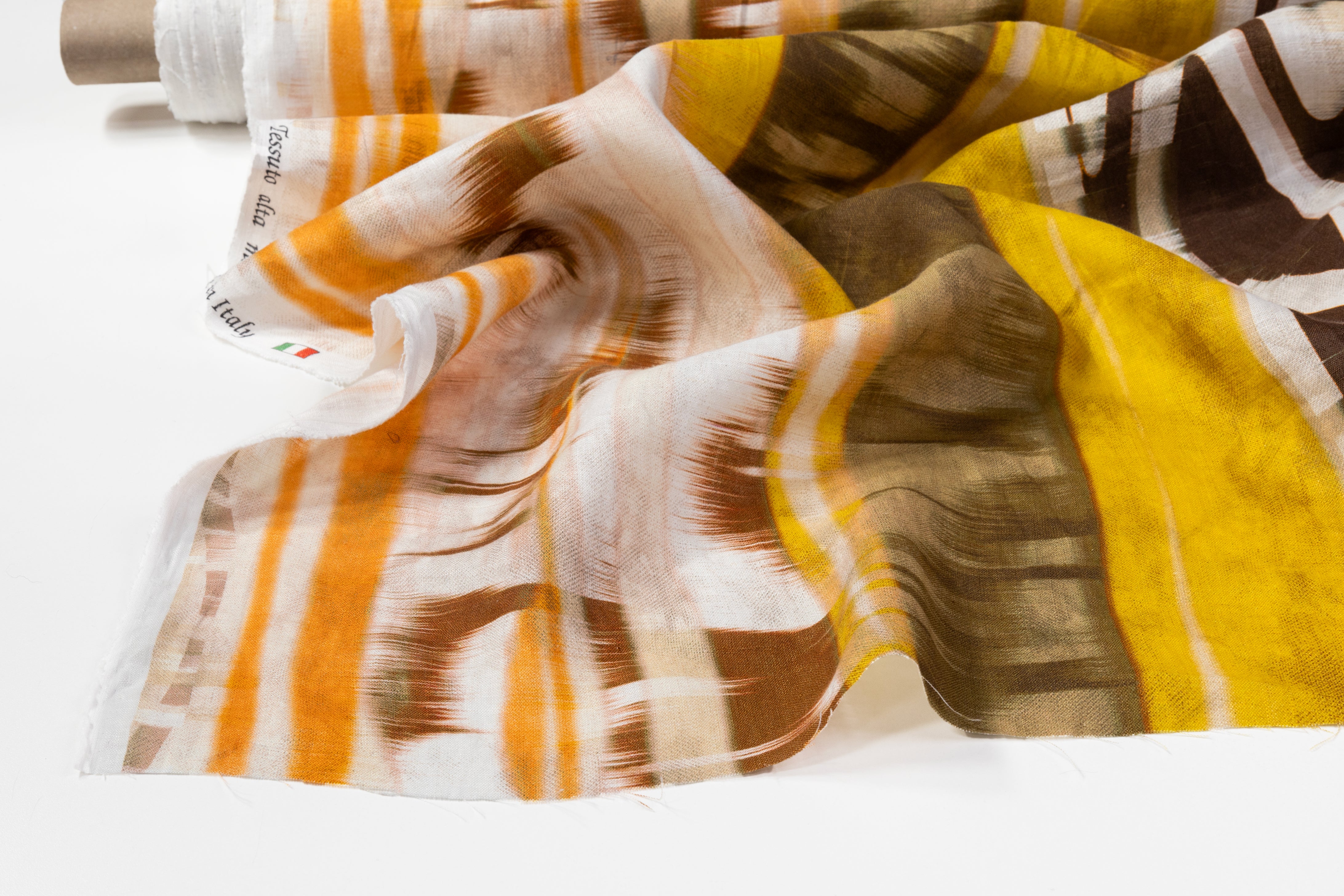 Abstract Italian Linen - Brown / Yellow / Orange