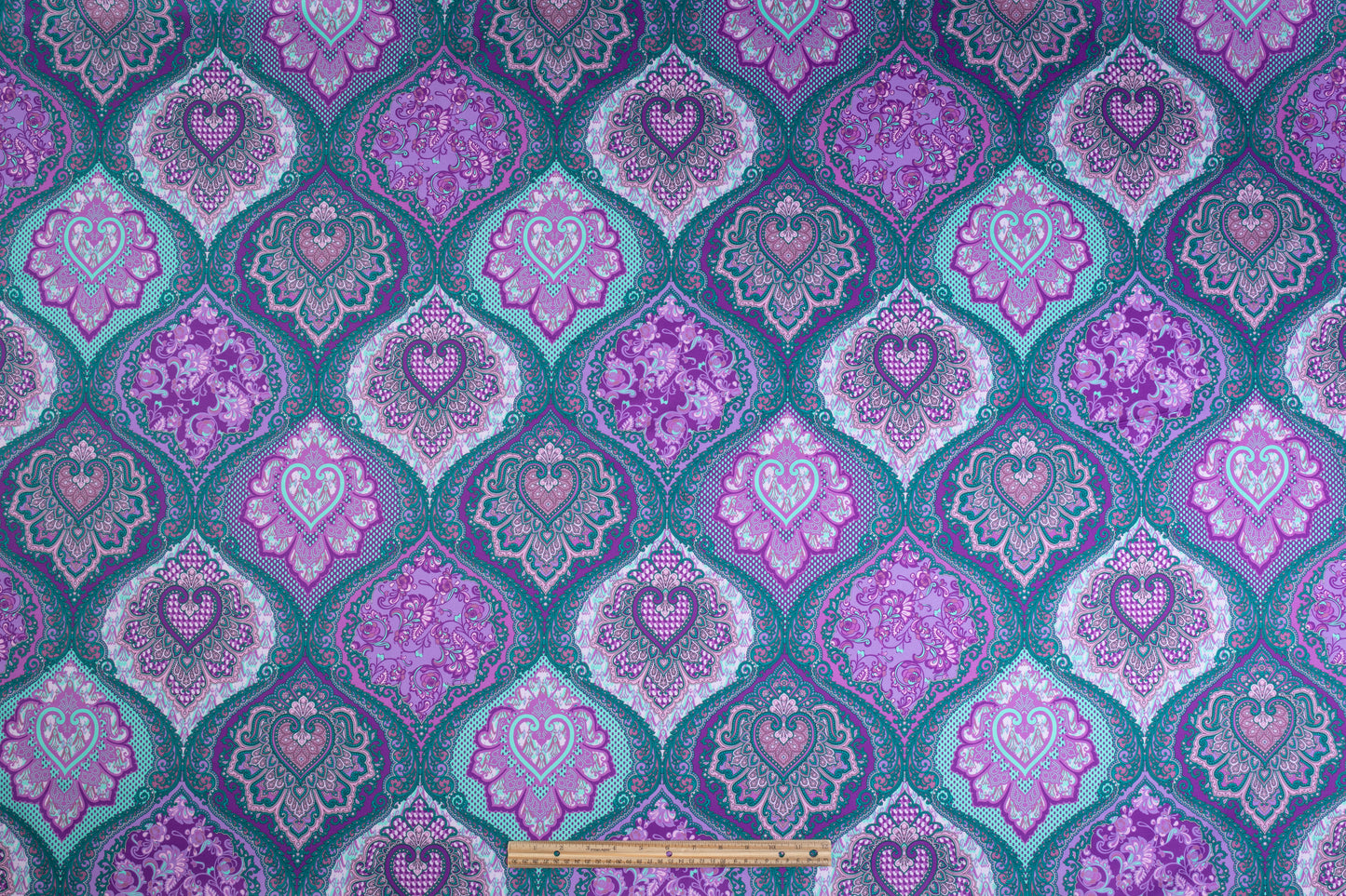 Ratti - Paisley Damask Italian Cotton Sateen - Emerald Green / Purple