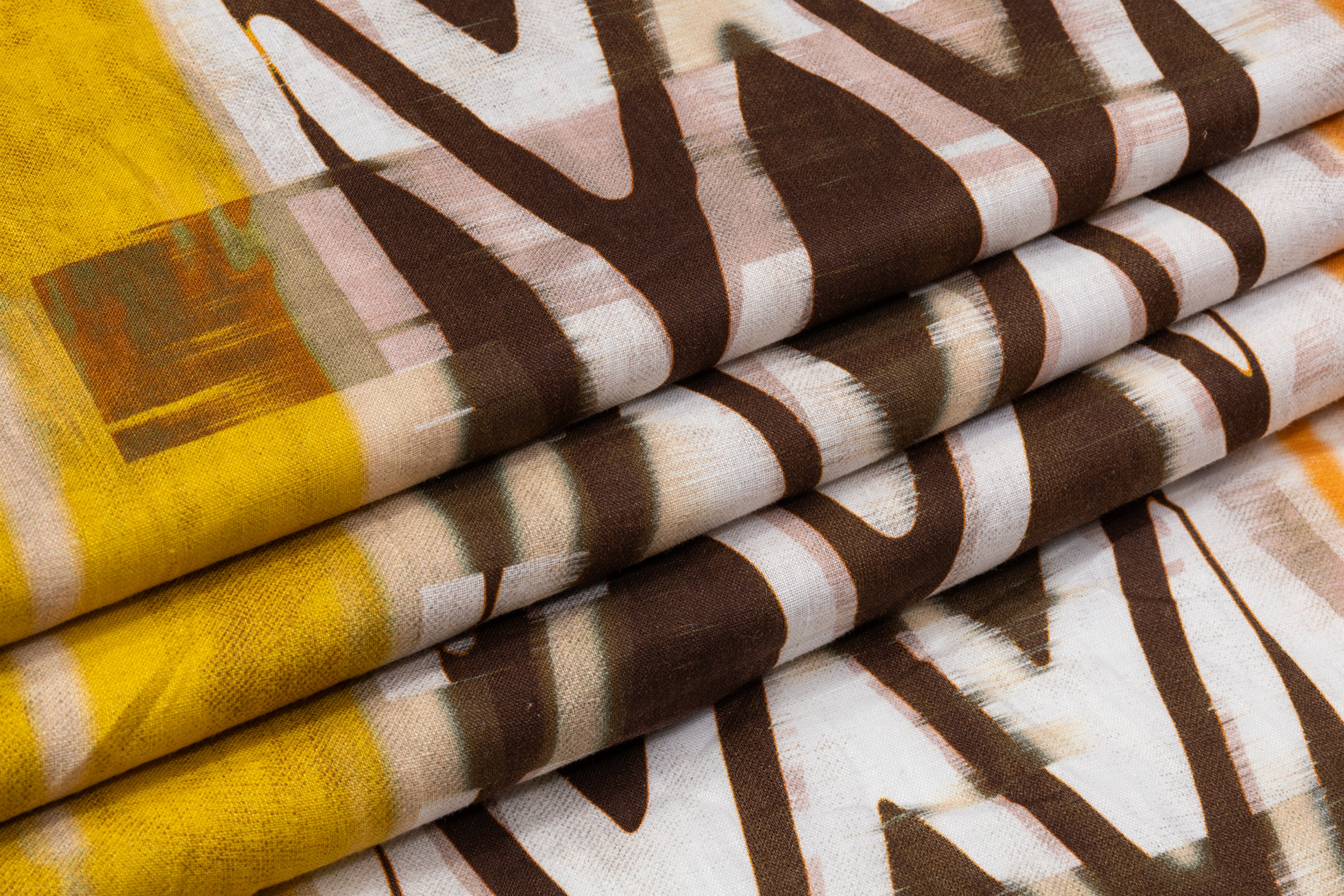 Abstract Italian Linen - Brown / Yellow / Orange