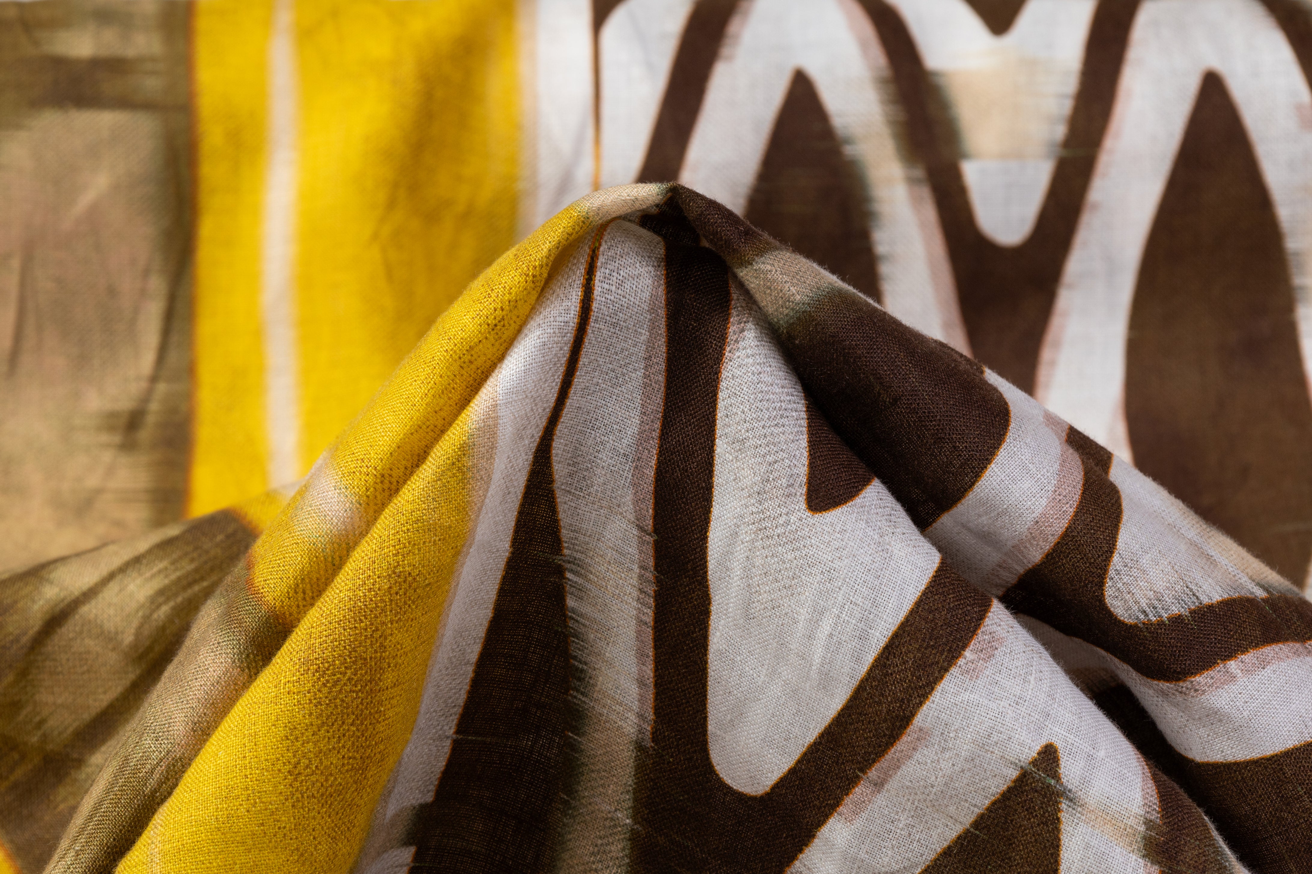 Abstract Italian Linen - Brown / Yellow / Orange