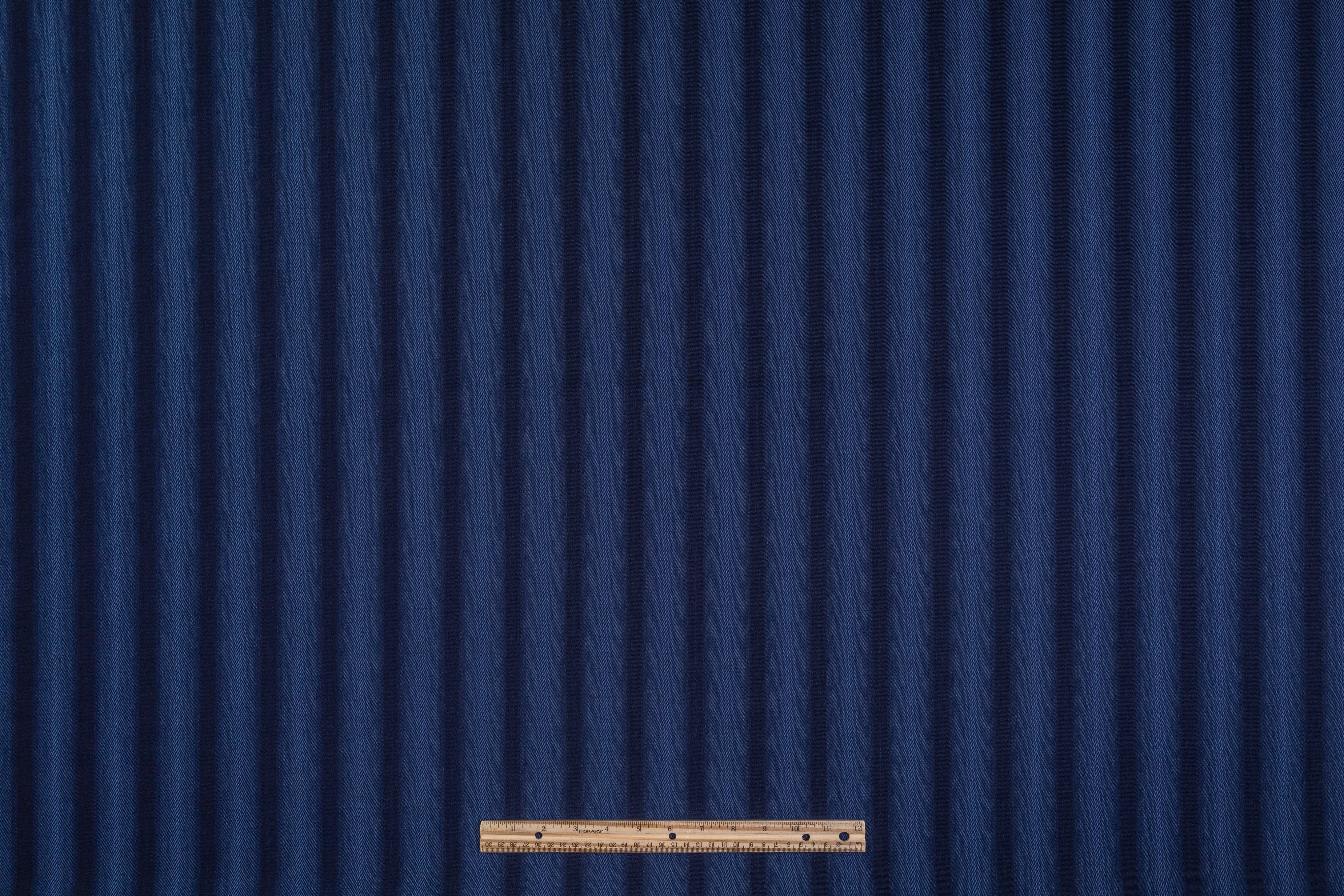 Striped Italian Wool Twill - Navy