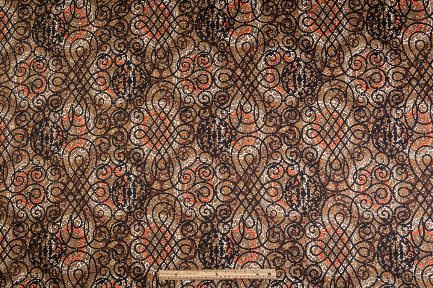 Emanuel Ungaro - Paisley Lattice Italian Cotton Sateen - Brown / Black / Red
