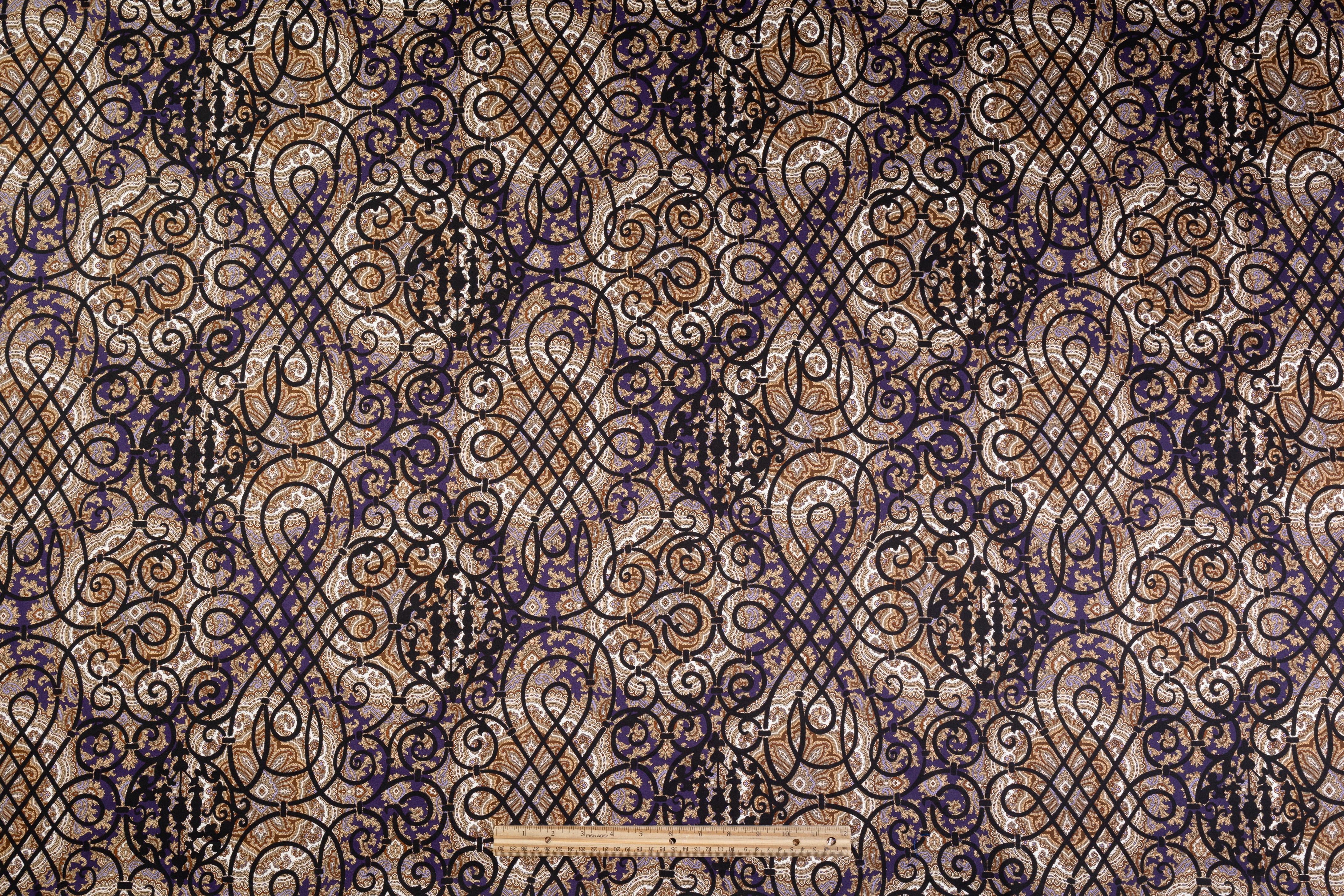 Emanuel Ungaro - Paisley Lattice Italian Cotton Sateen - Brown / Purple / Black