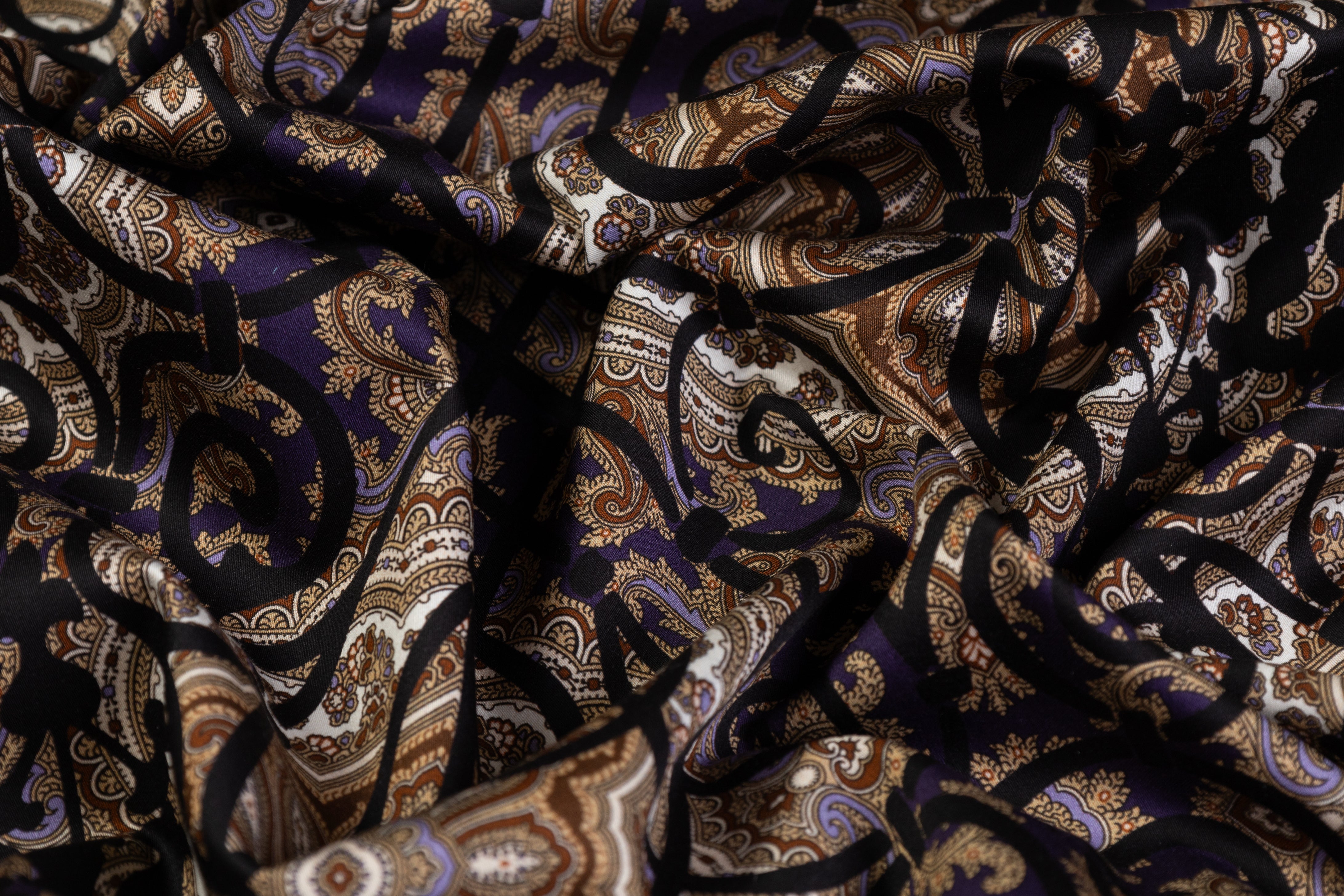 Emanuel Ungaro - Paisley Lattice Italian Cotton Sateen - Brown / Purple / Black
