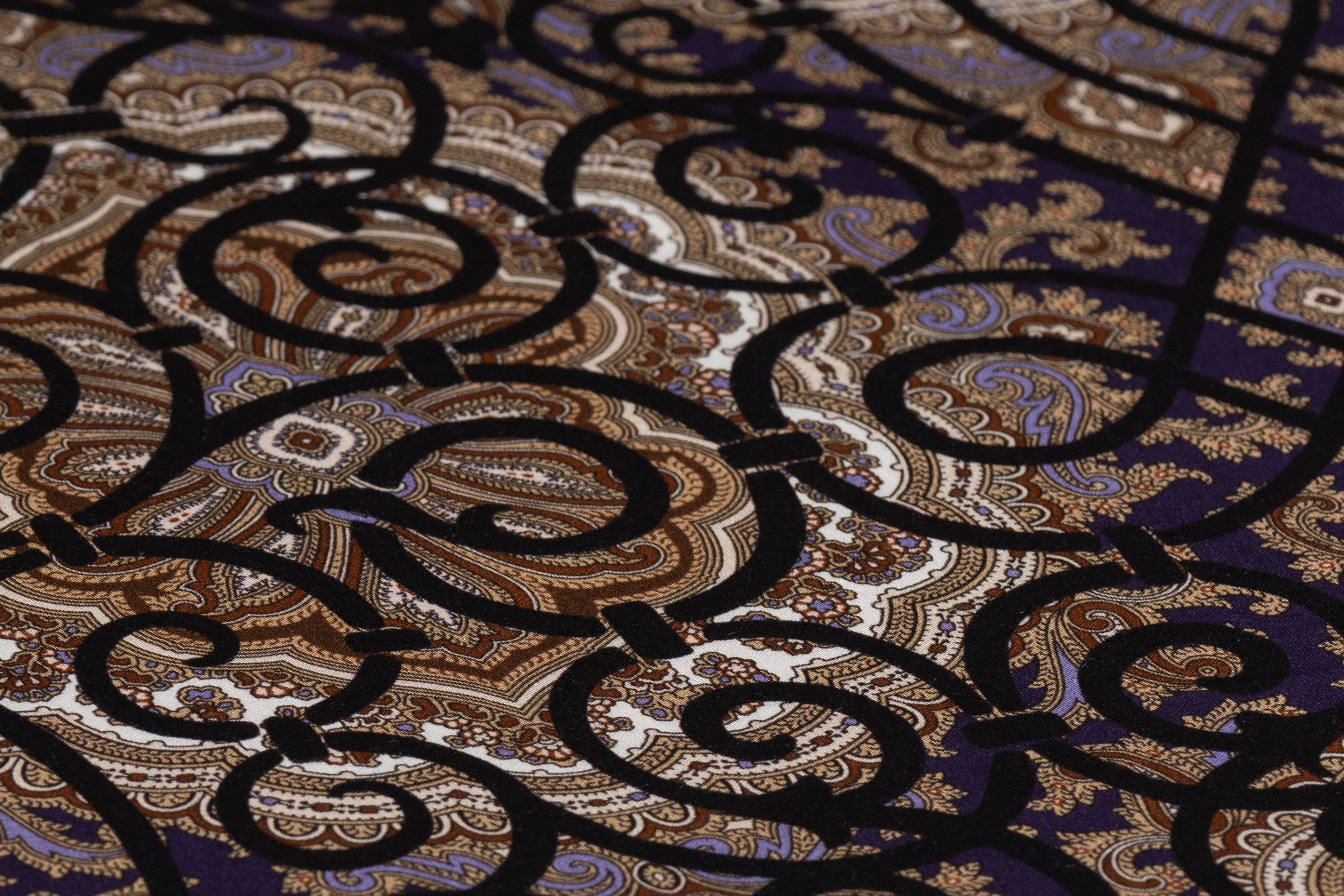 Emanuel Ungaro - Paisley Lattice Italian Cotton Sateen - Brown / Purple / Black