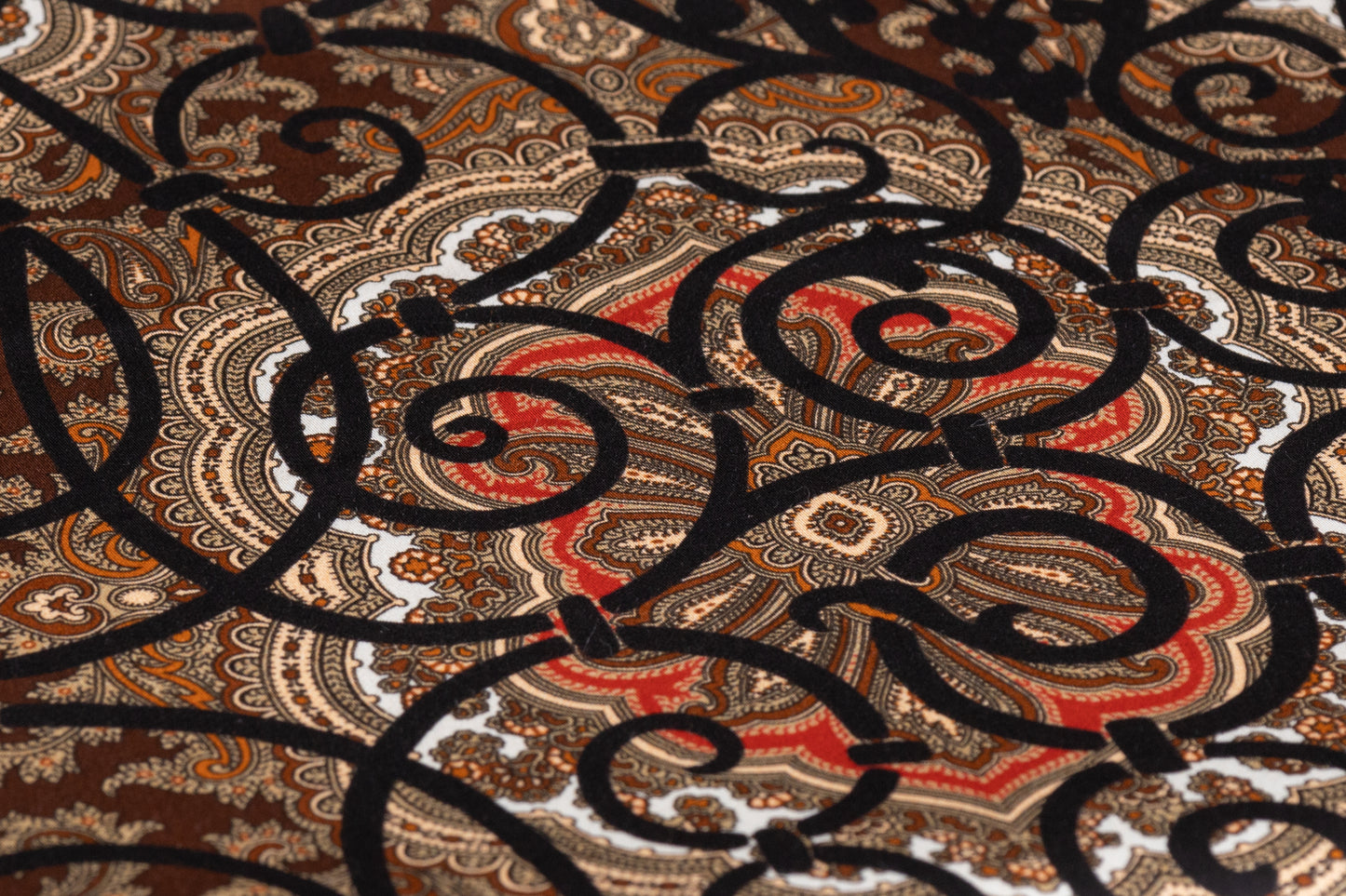 Emanuel Ungaro - Paisley Lattice Italian Cotton Sateen - Brown / Black / Red