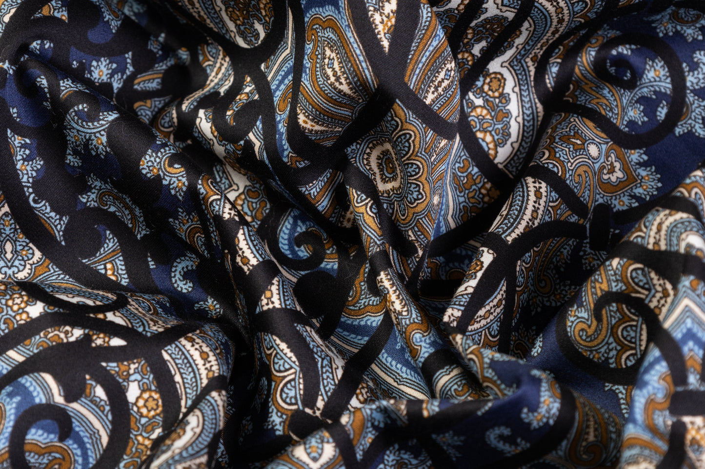 Emanuel Ungaro - Paisley Lattice Italian Cotton Sateen - Navy / Black / Brown