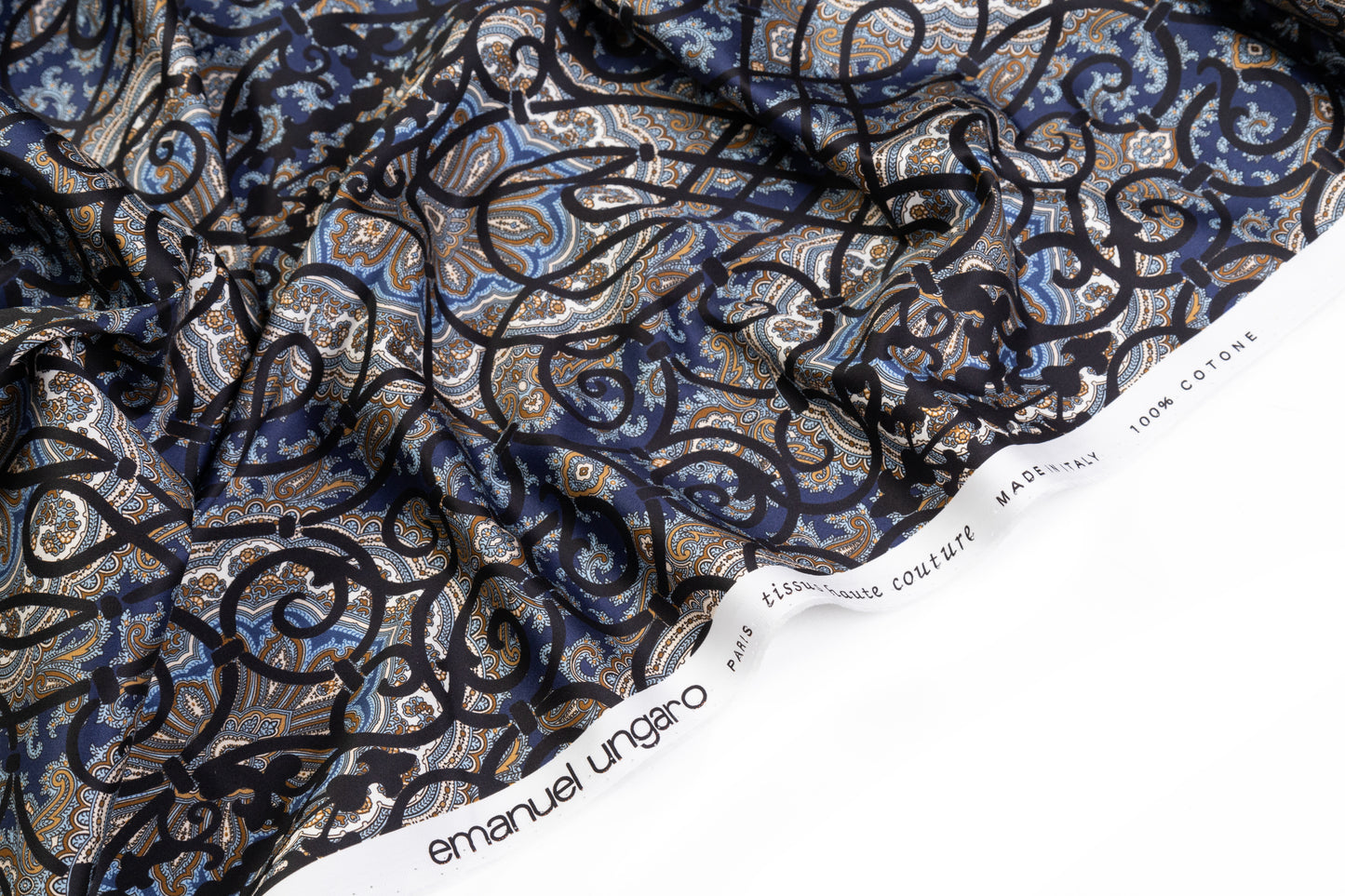 Emanuel Ungaro - Paisley Lattice Italian Cotton Sateen - Navy / Black / Brown