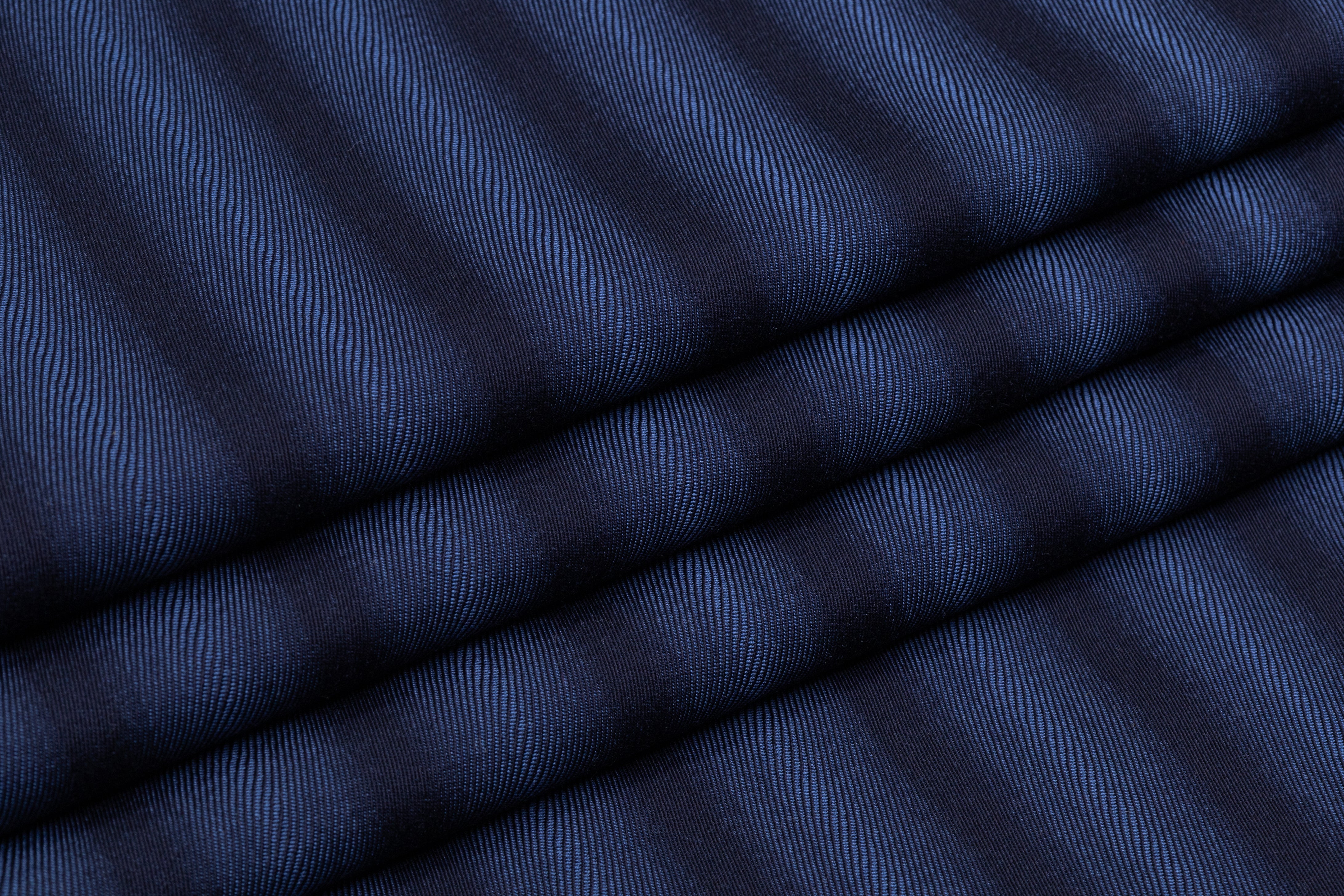 Striped Italian Wool Twill - Navy