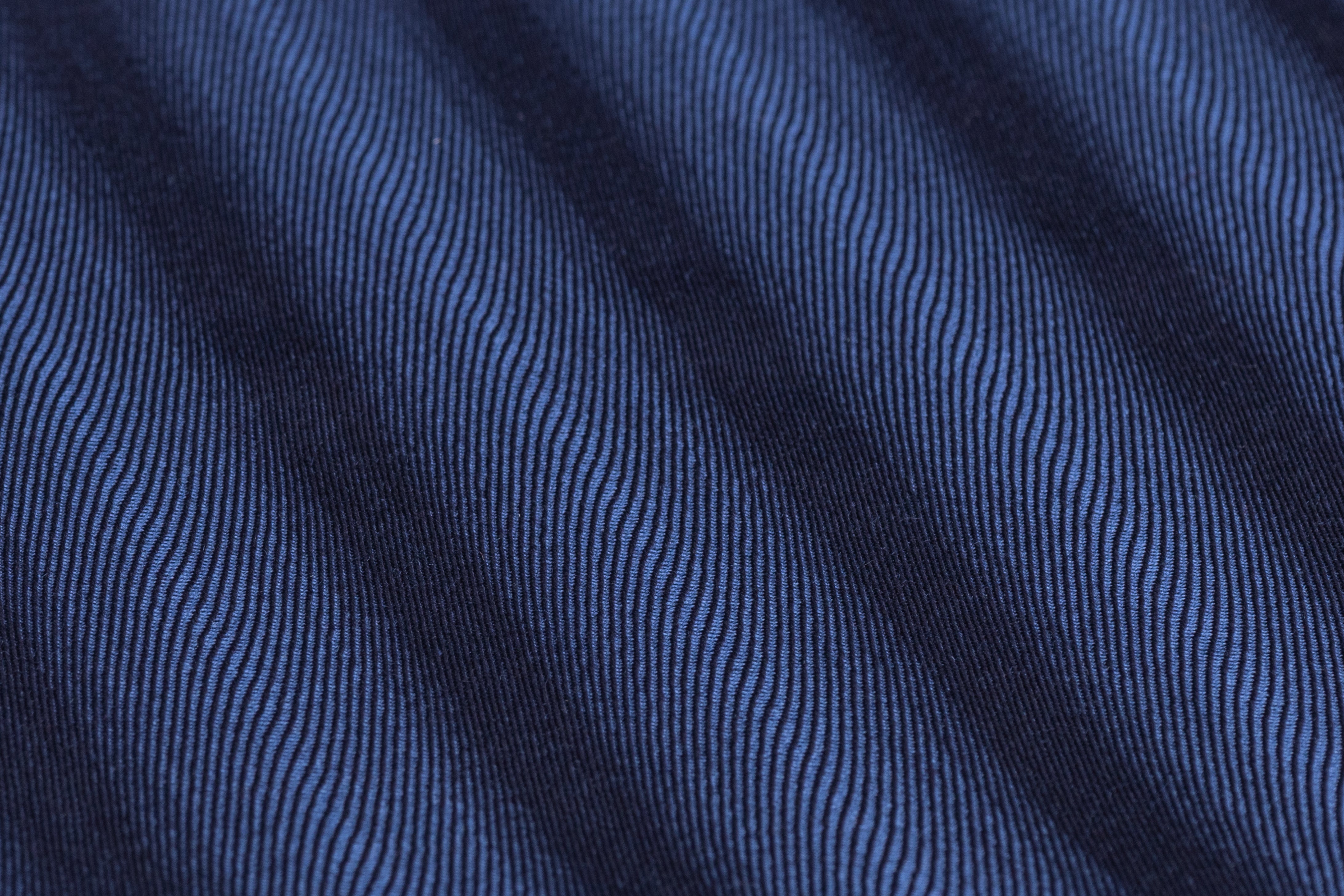 Striped Italian Wool Twill - Navy