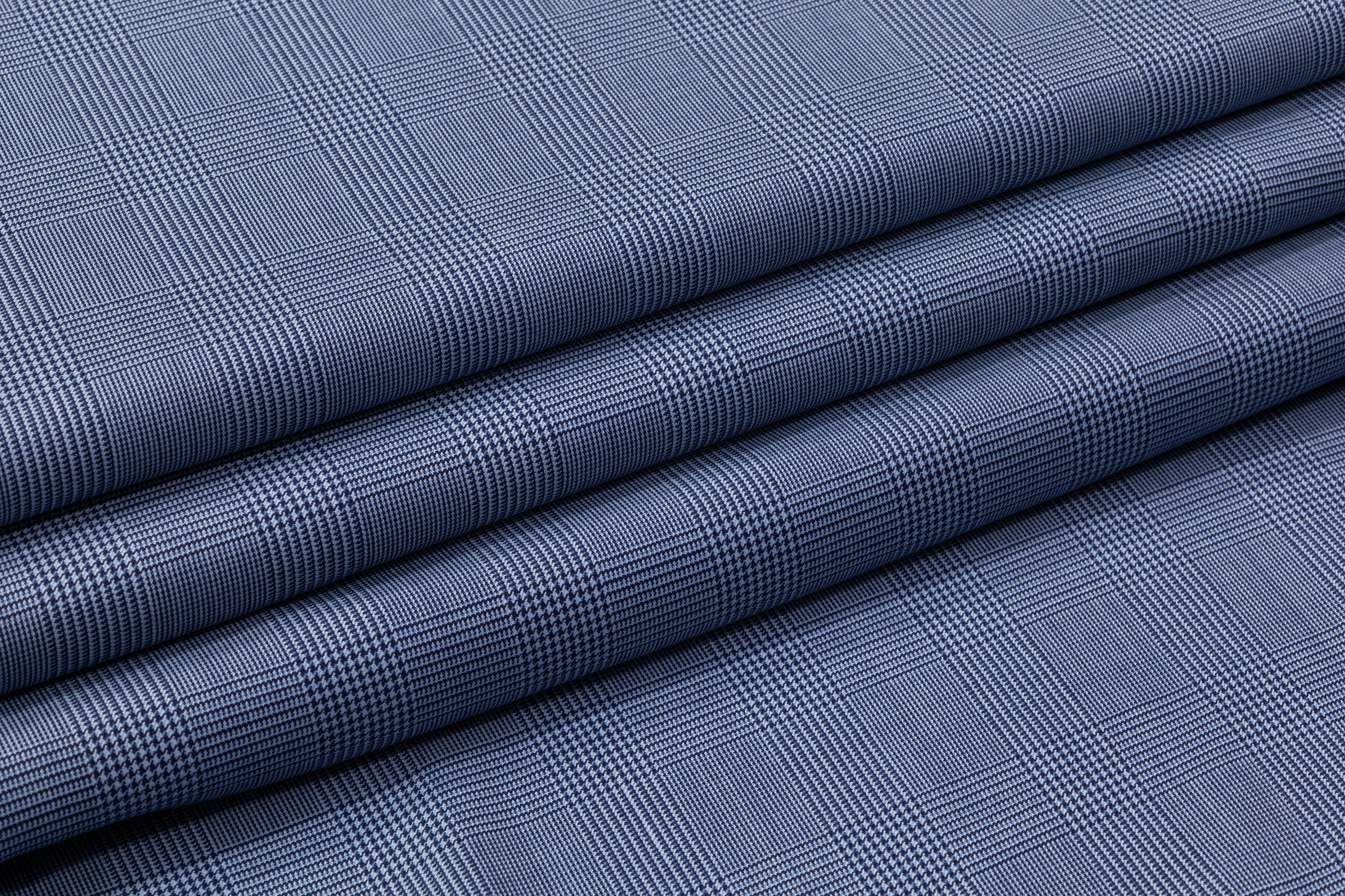 Cerruti - Checked Super 150s Italian Wool Suiting - Blue