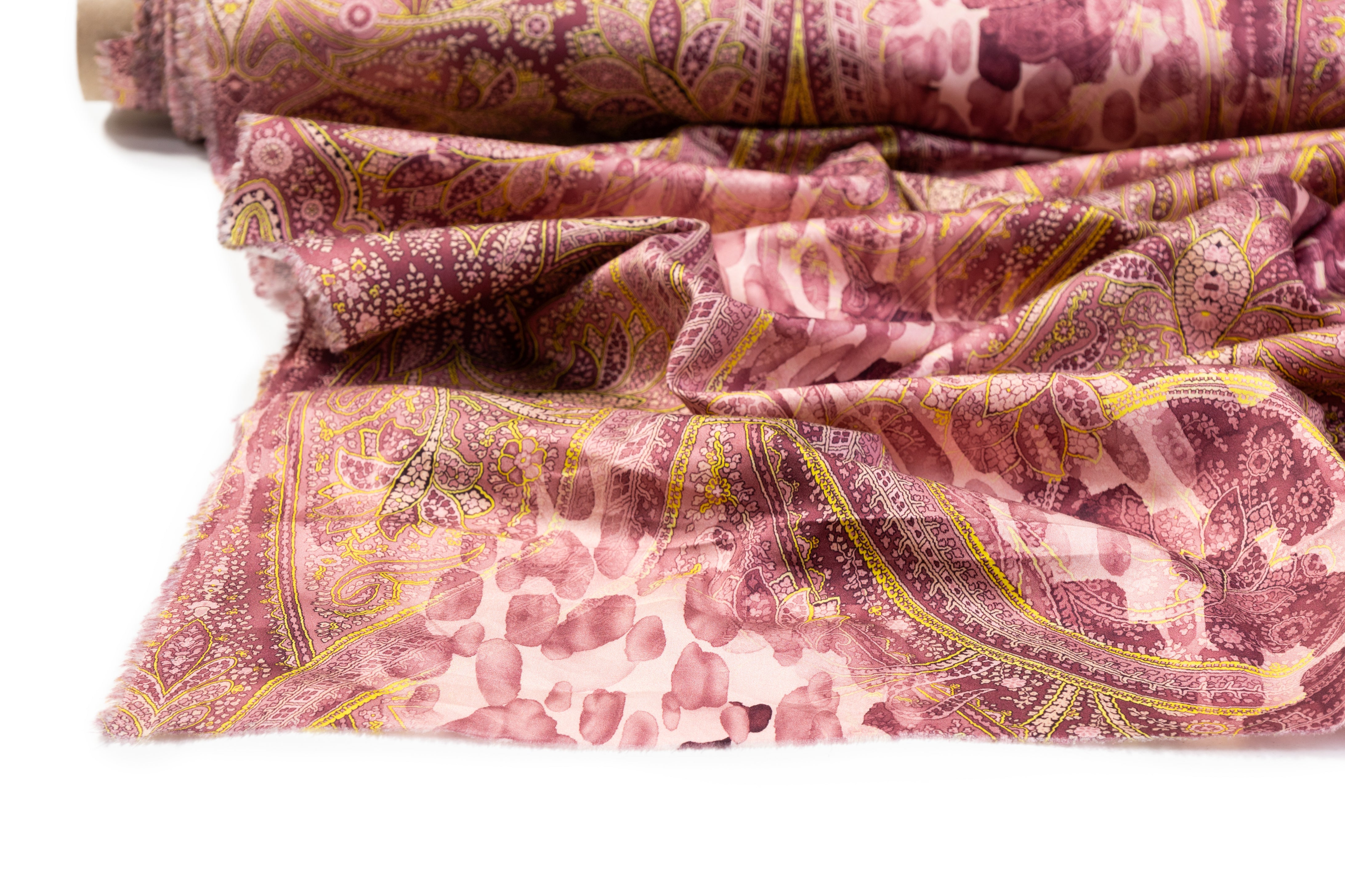 Ratti - Paisley Italian Cotton Sateen - Mauve / Yellow