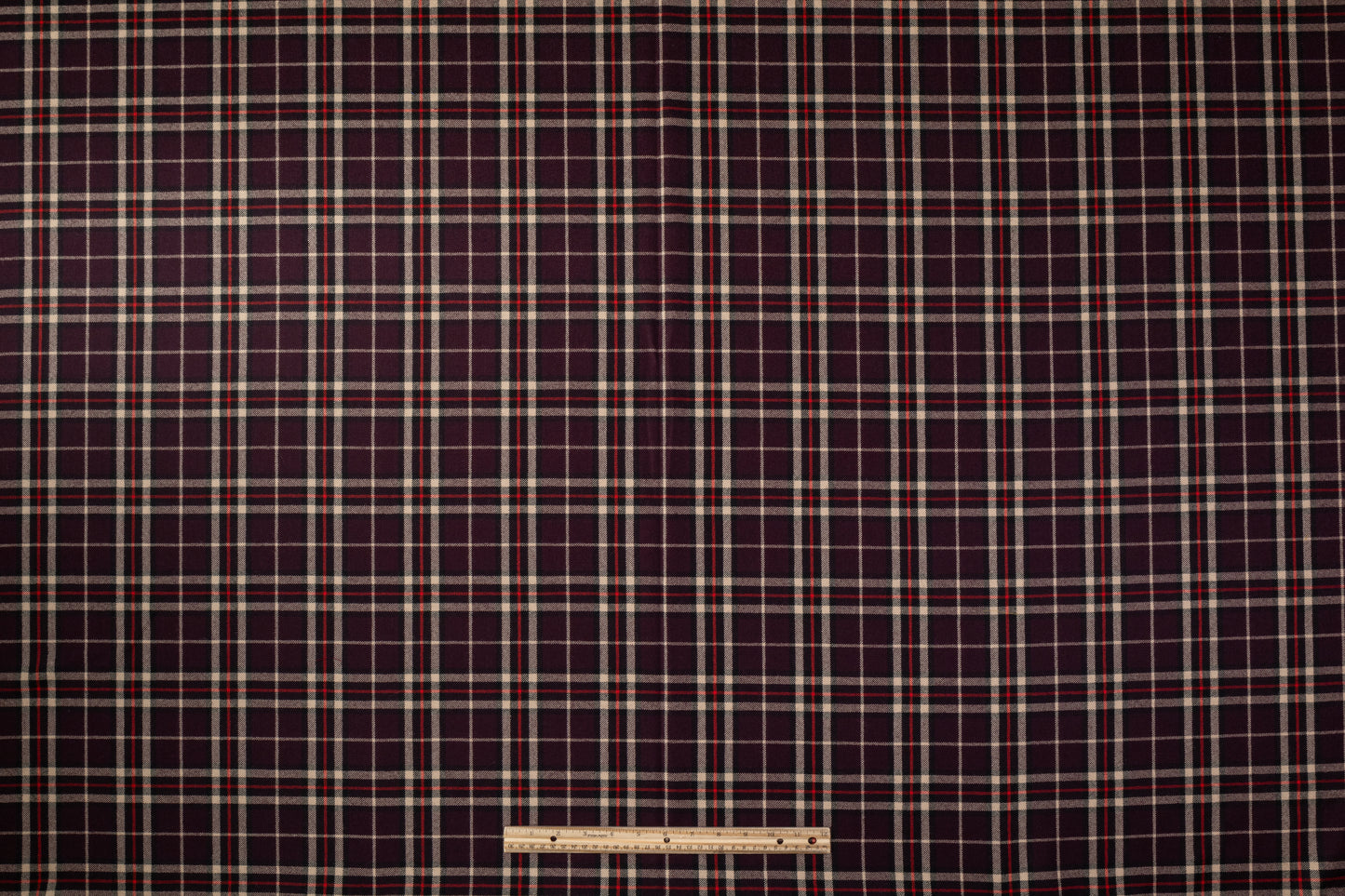 Tartan Italian Wool Suiting - Purple / Khaki / Red