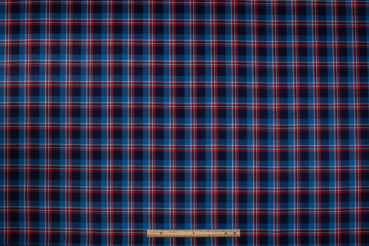 Tartan Italian Wool Suiting - Blue / Red