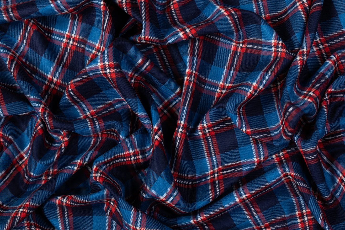 Tartan Italian Wool Suiting - Blue / Red
