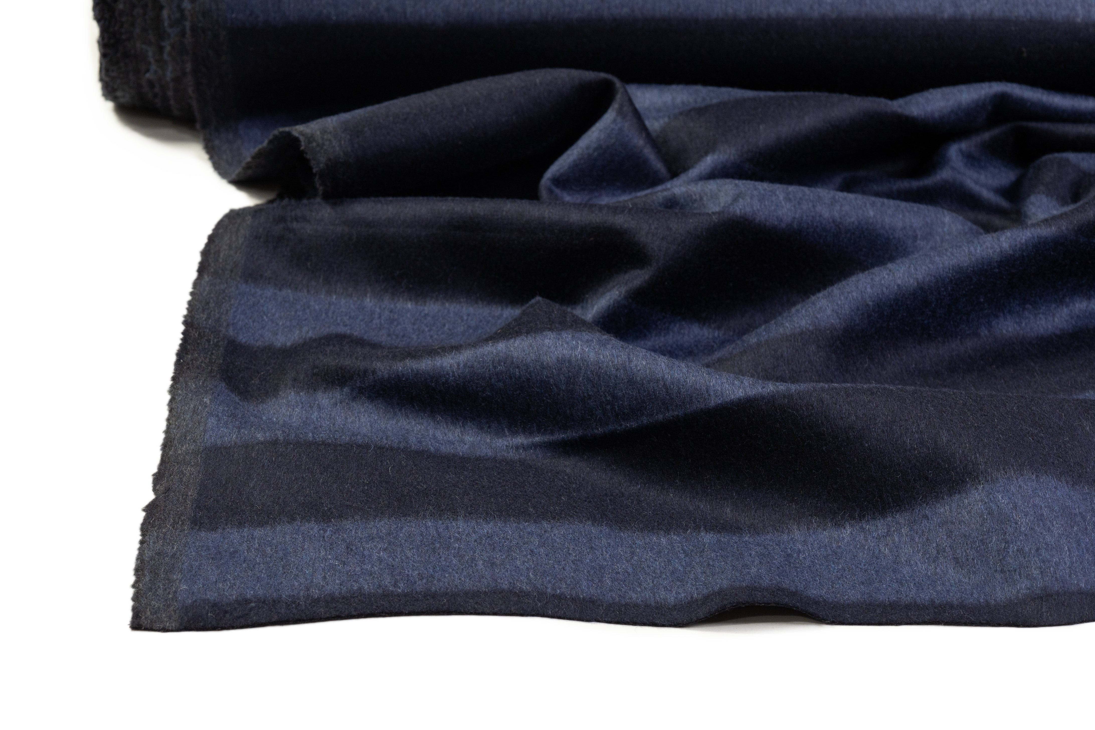 Striped Italian Wool Blend Coating - Navy