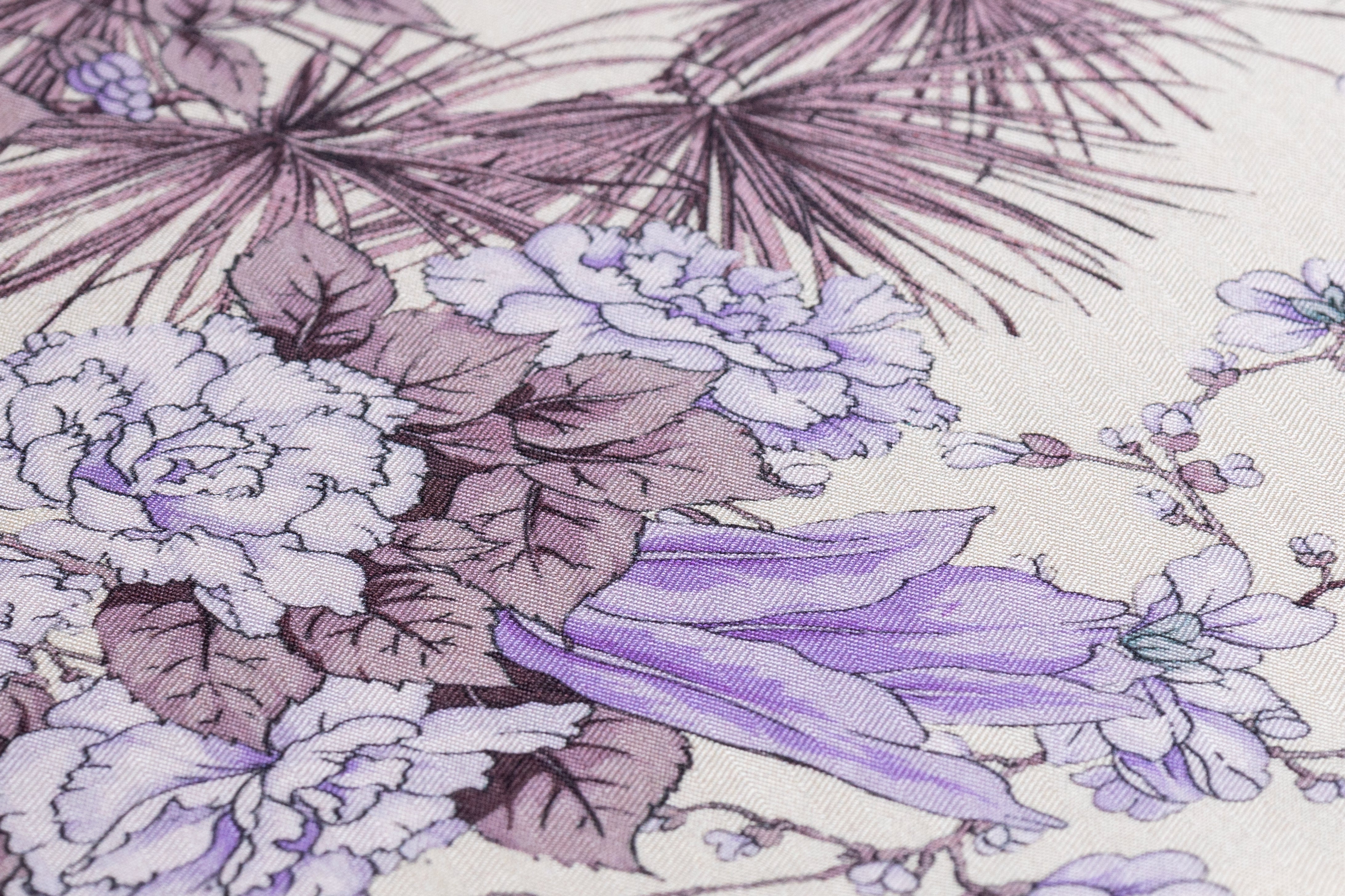 Emanuel Ungaro - Floral Italian Silk and Wool Print - Cream / Lavender