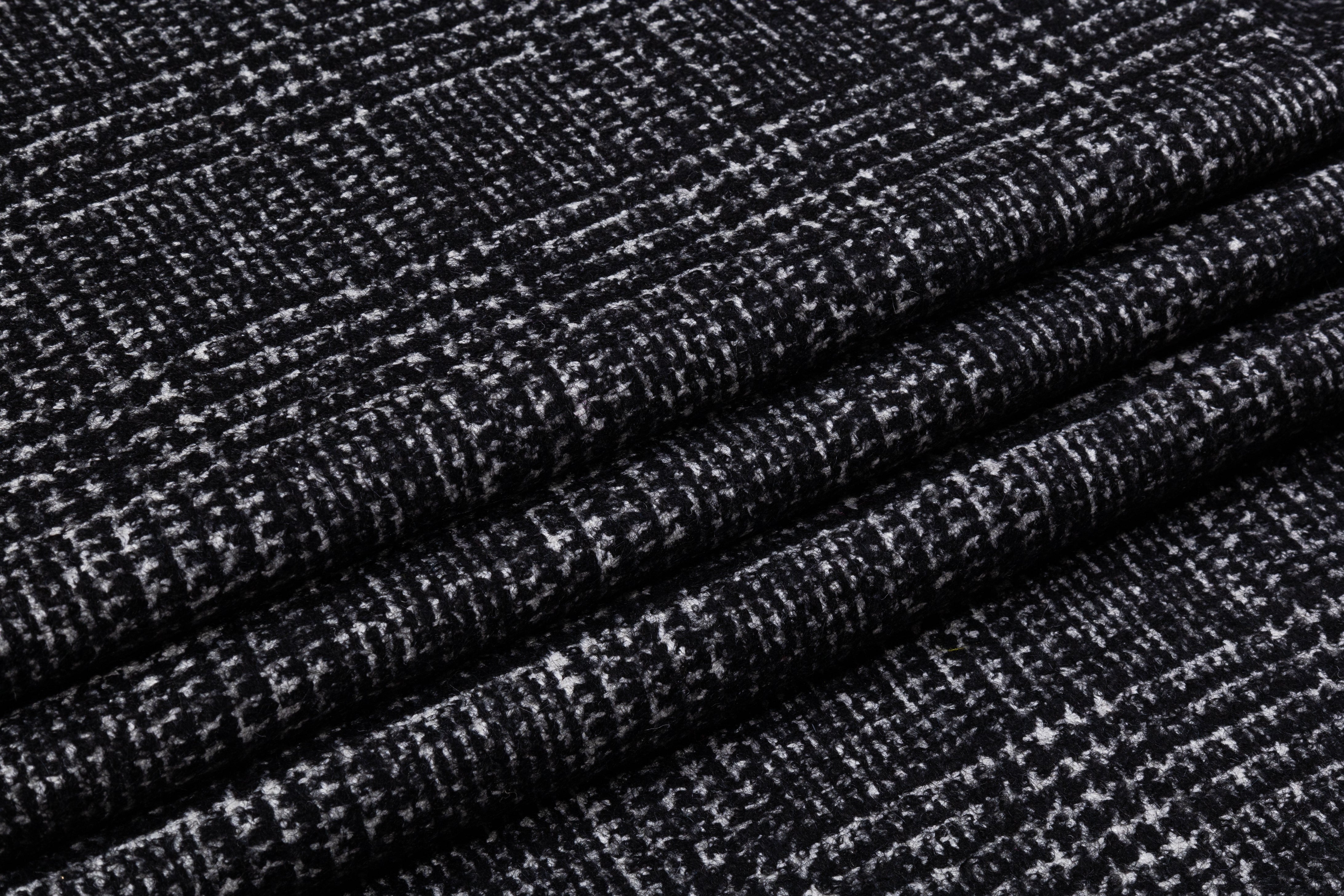 Glen Check Italian Wool Nylon Coating - Black / White