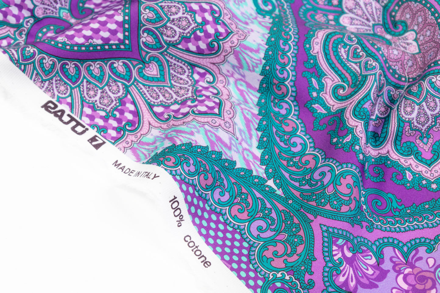 Ratti - Paisley Damask Italian Cotton Sateen - Emerald Green / Purple