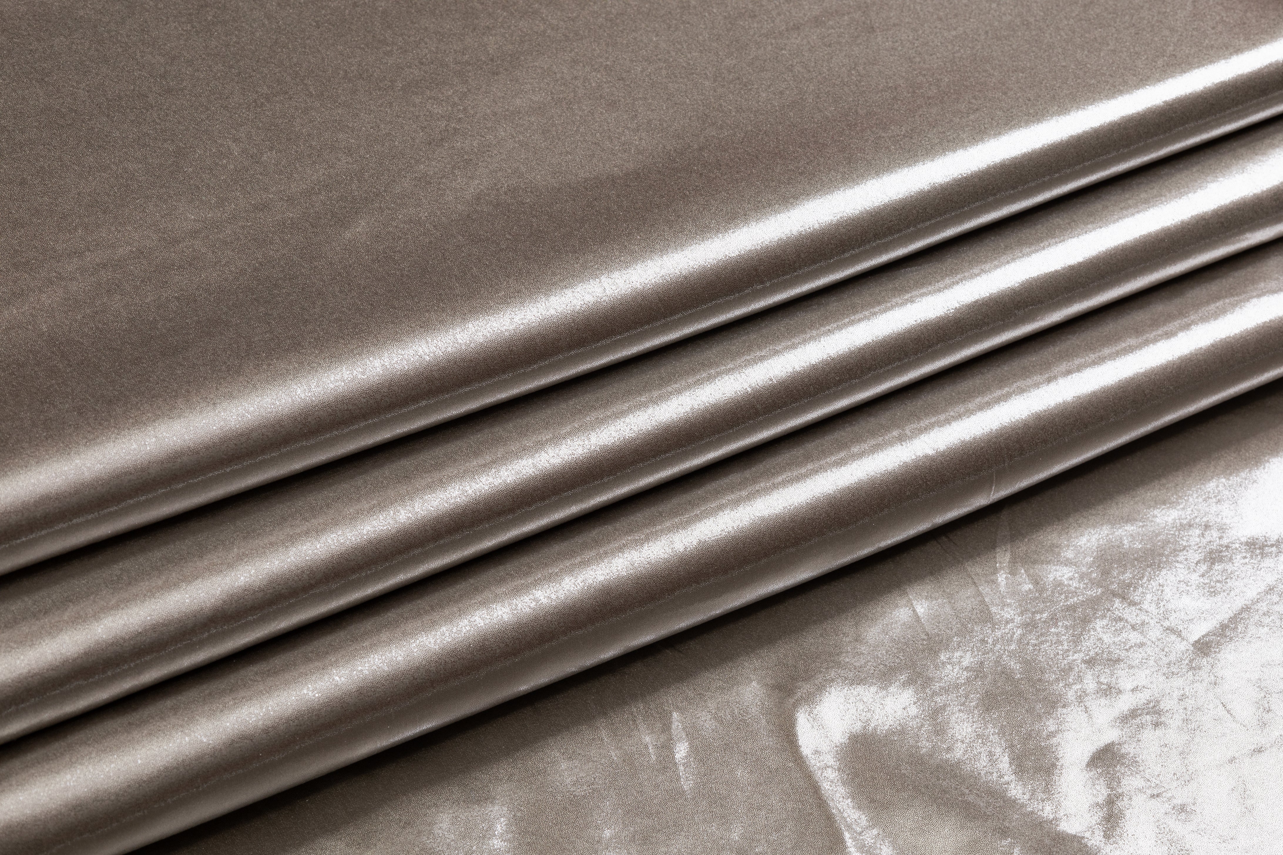 Laminated Italian Silk Charmeuse - Silver / Taupe