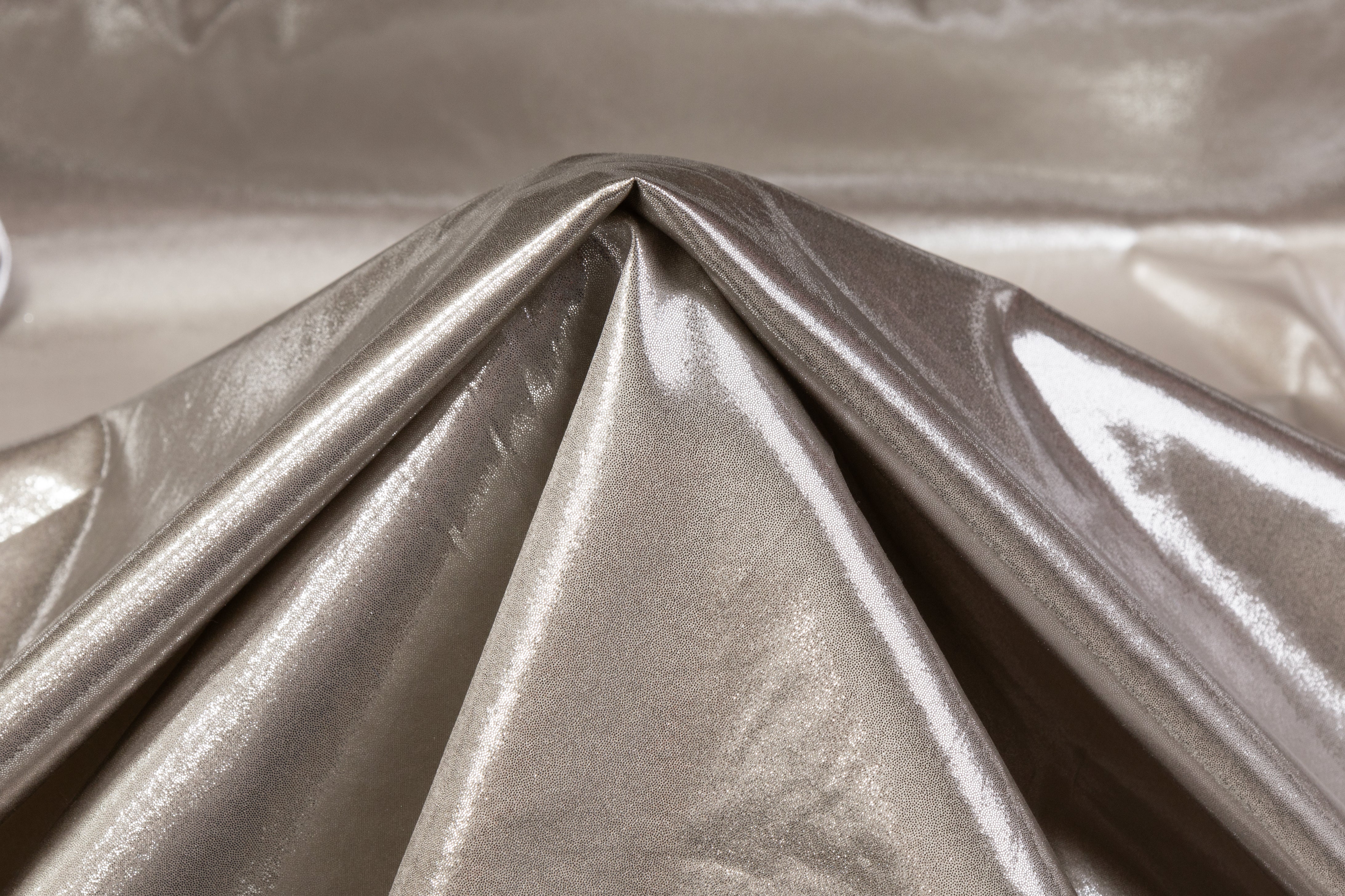 Laminated Italian Silk Charmeuse - Silver / Taupe