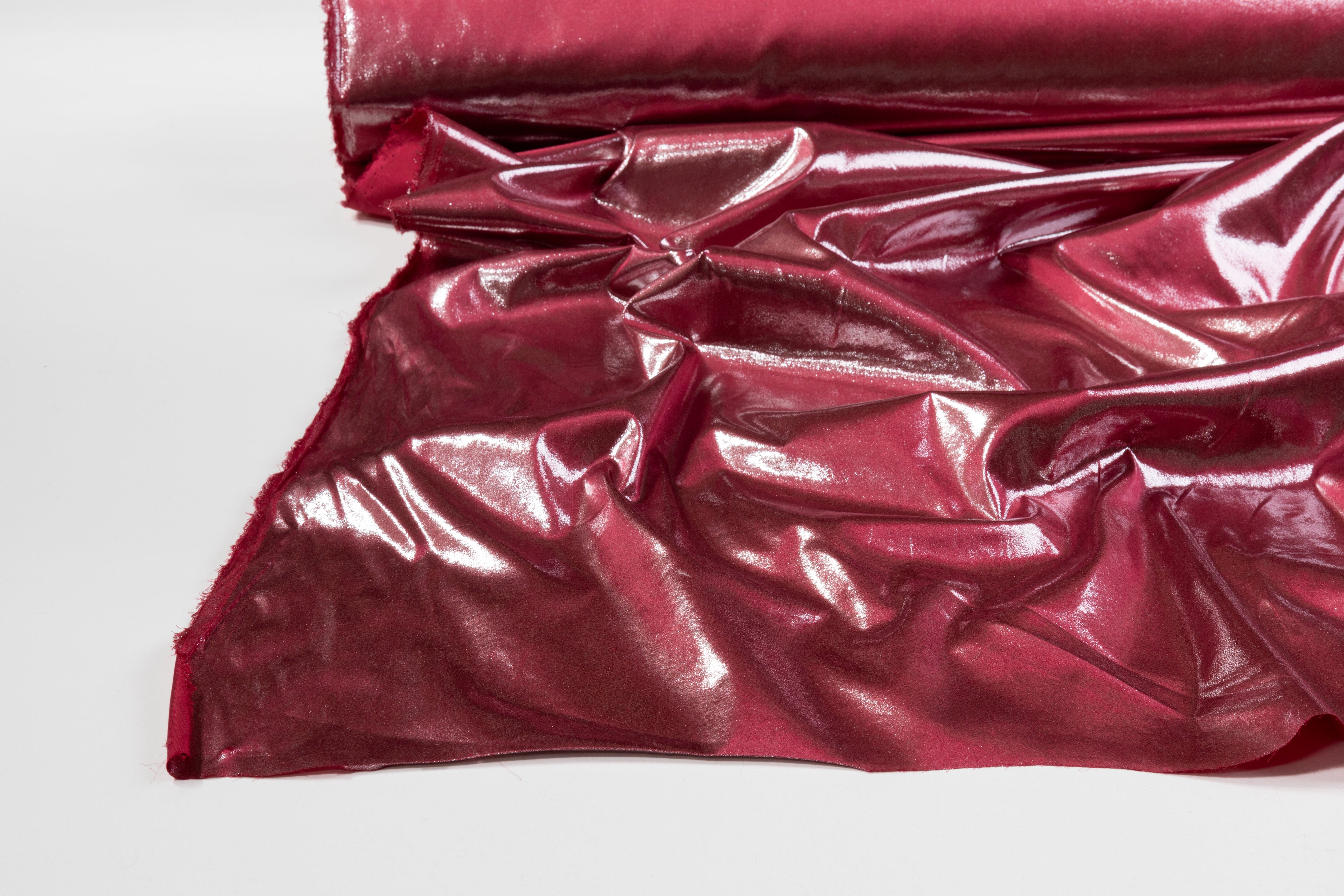 Laminated Italian Silk Charmeuse - Red / Silver