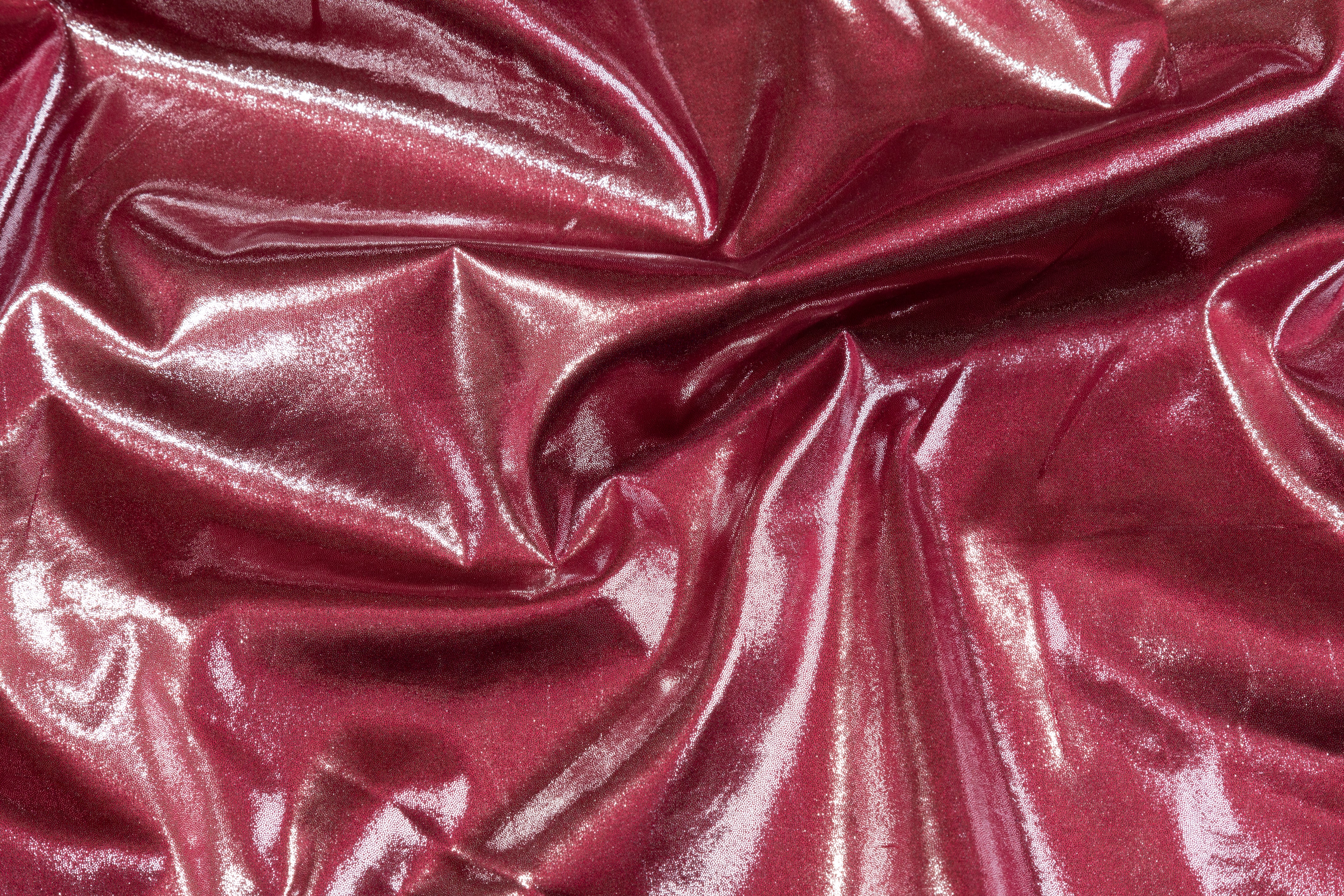 Laminated Italian Silk Charmeuse - Red / Silver