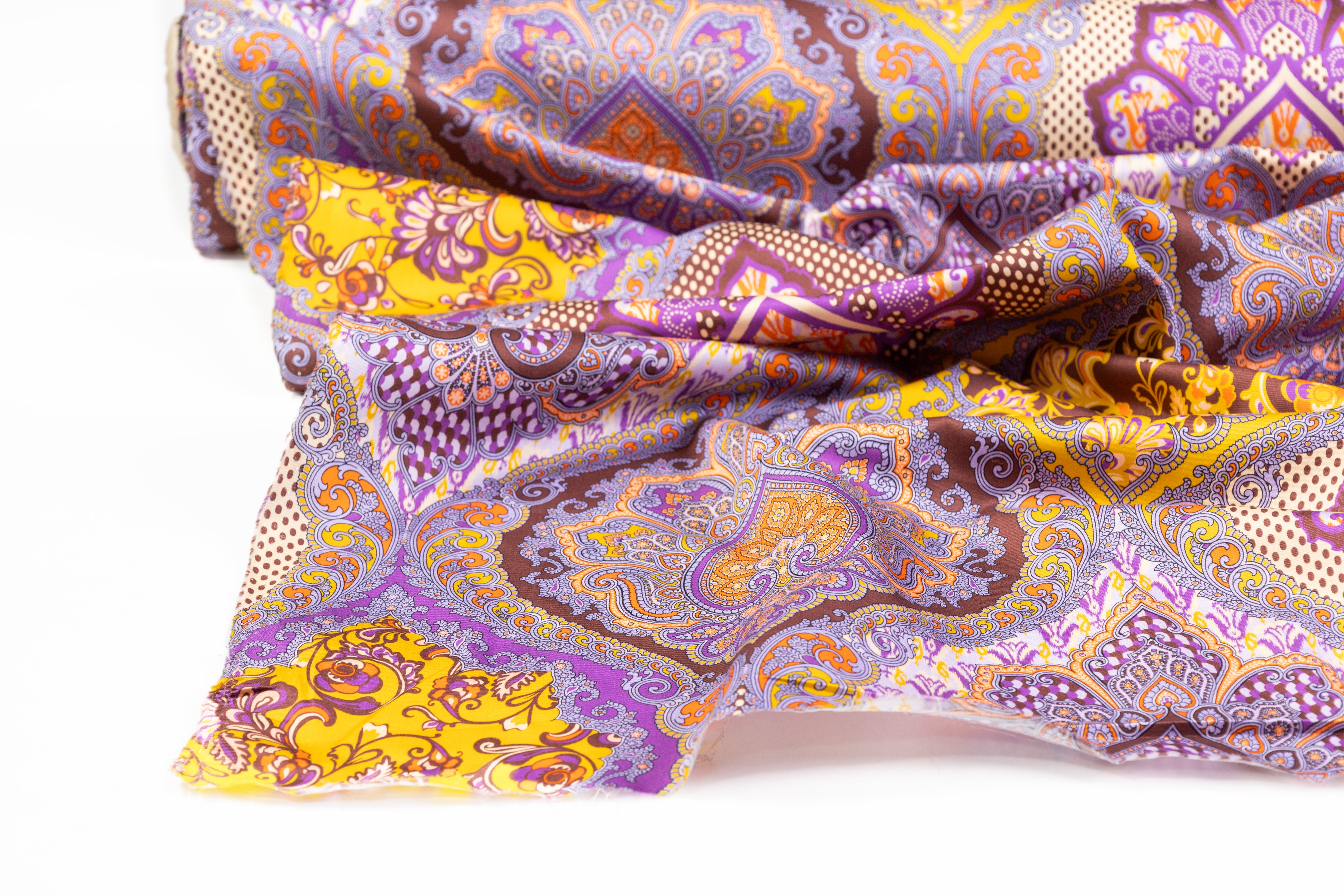Ratti - Paisley Damask Italian Cotton Sateen - Purple / Brown / Gold