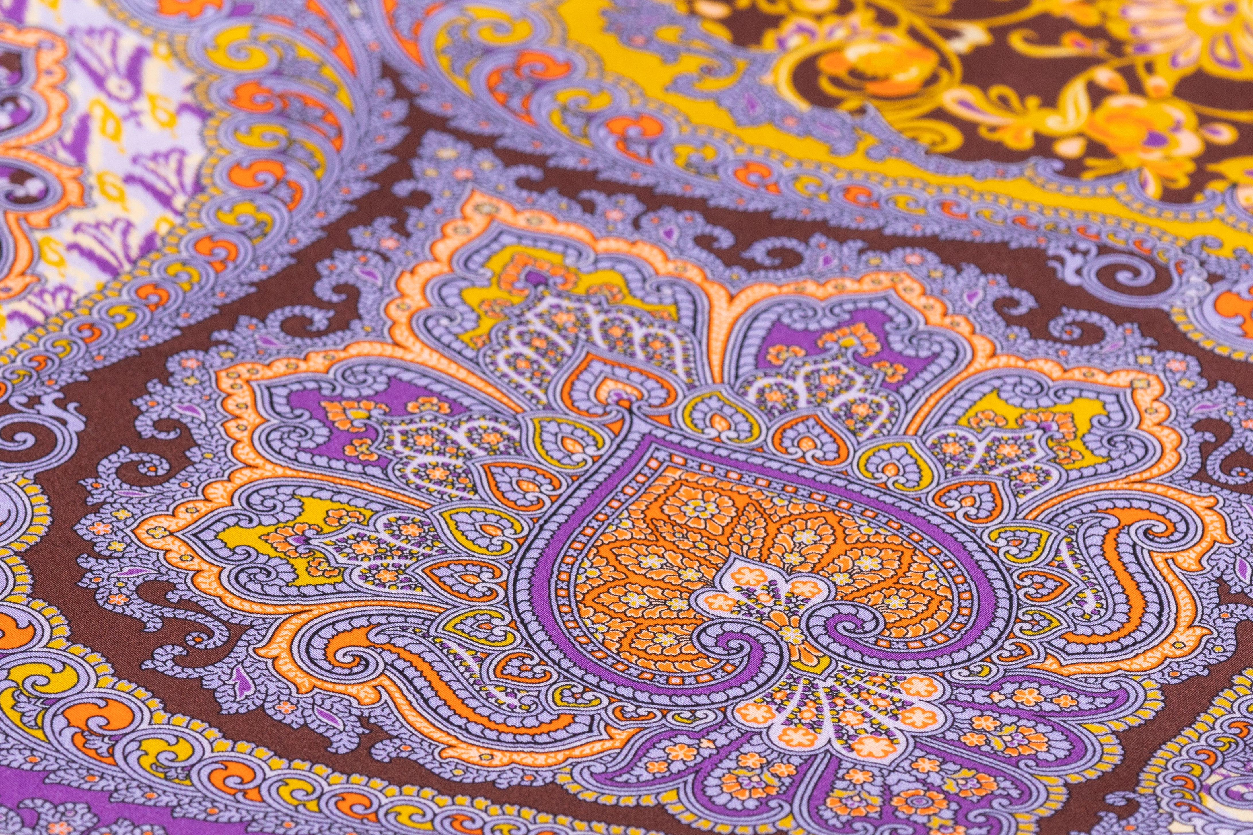 Ratti - Paisley Damask Italian Cotton Sateen - Purple / Brown / Gold