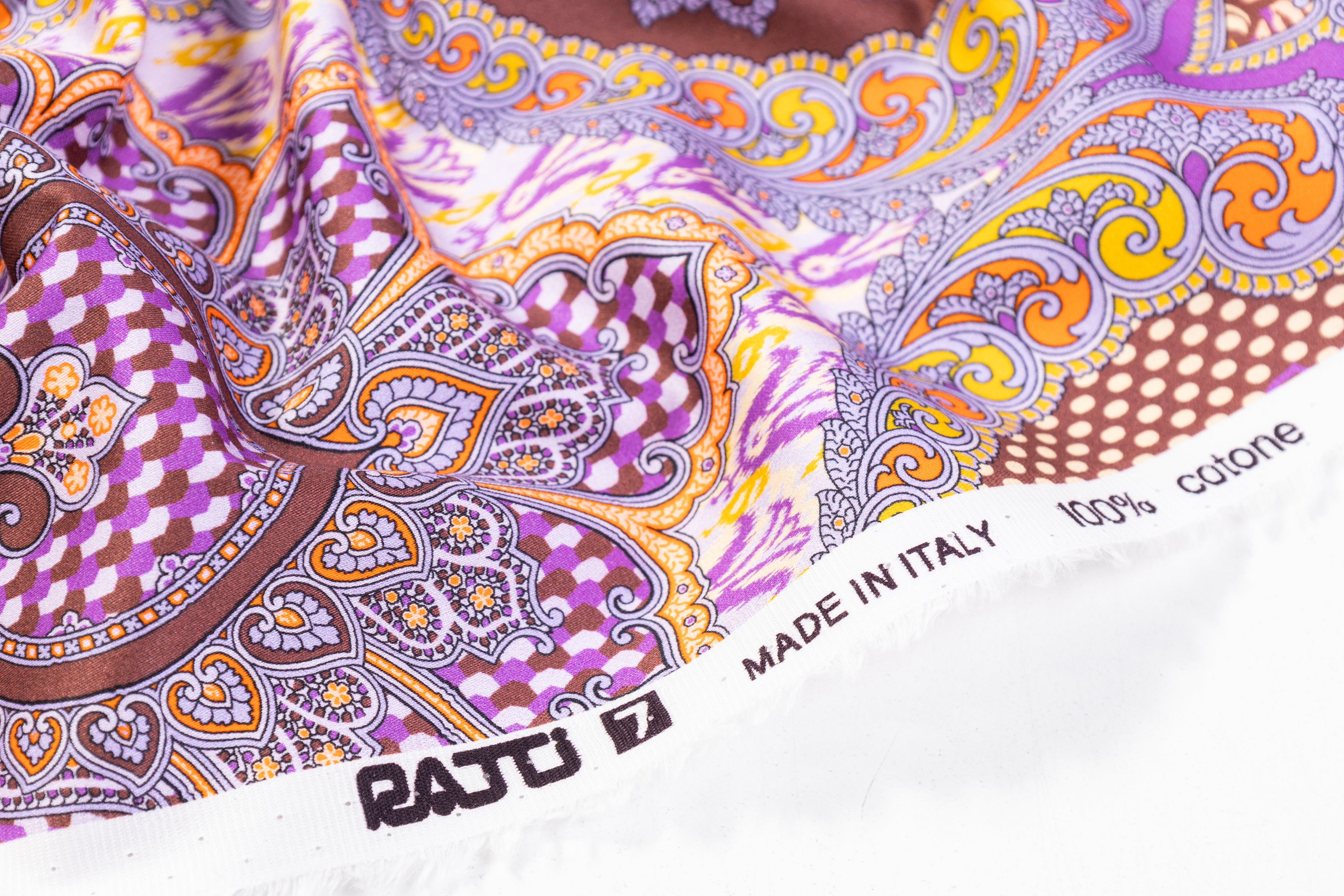 Ratti - Paisley Damask Italian Cotton Sateen - Purple / Brown / Gold