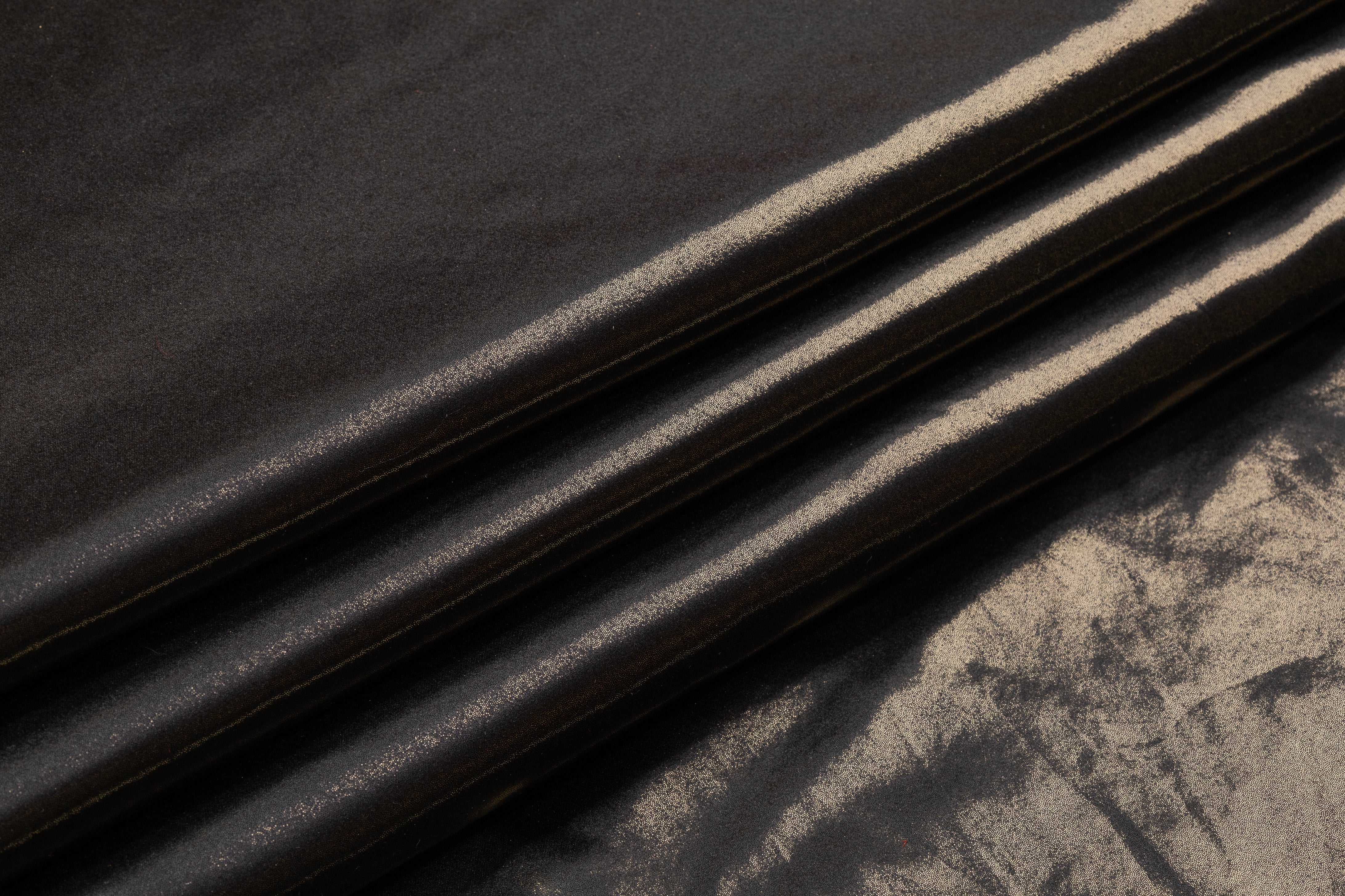 Laminated Italian Silk Charmeuse - Black / Gold