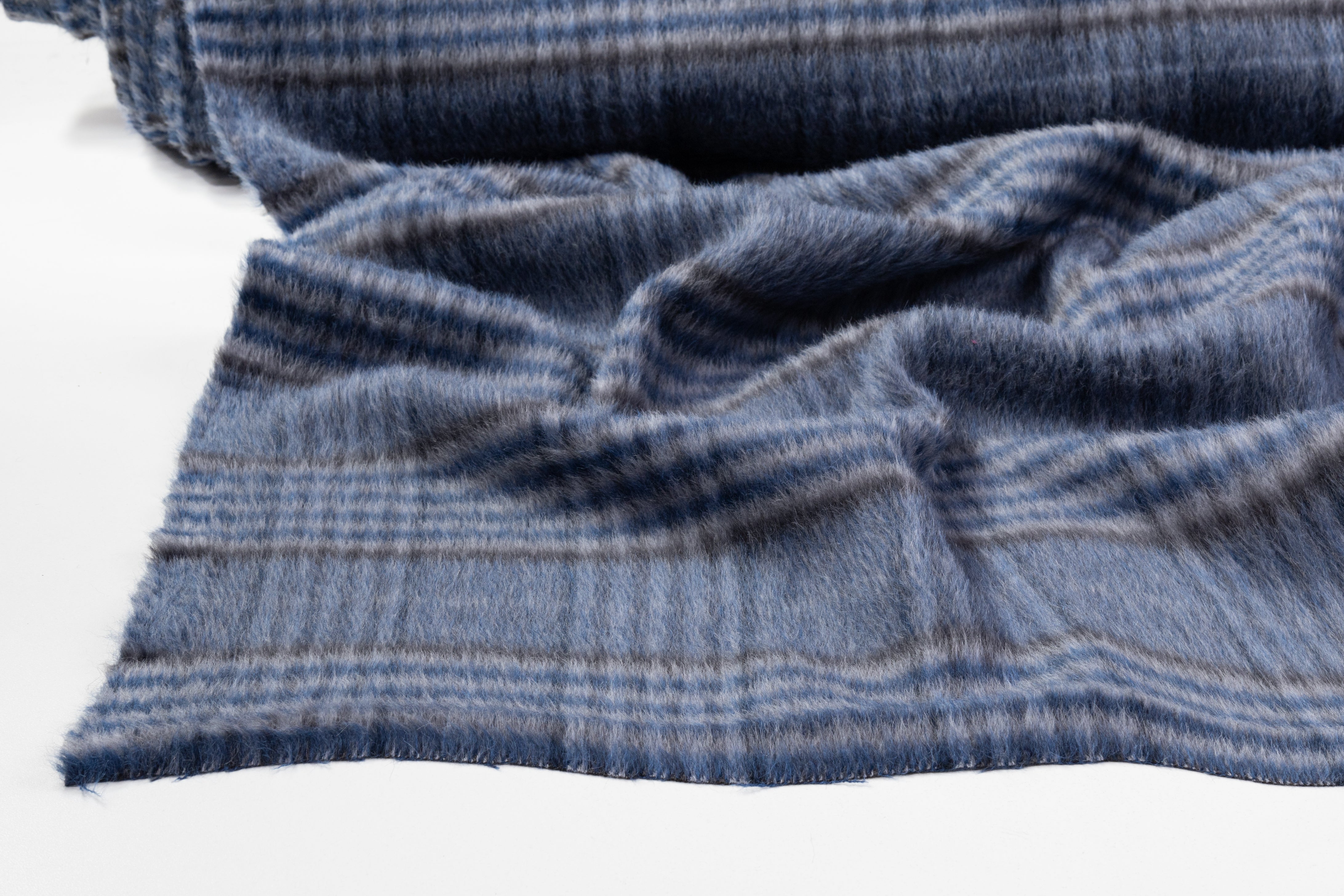 Checked Italian Baby Alpaca Coating - Blue