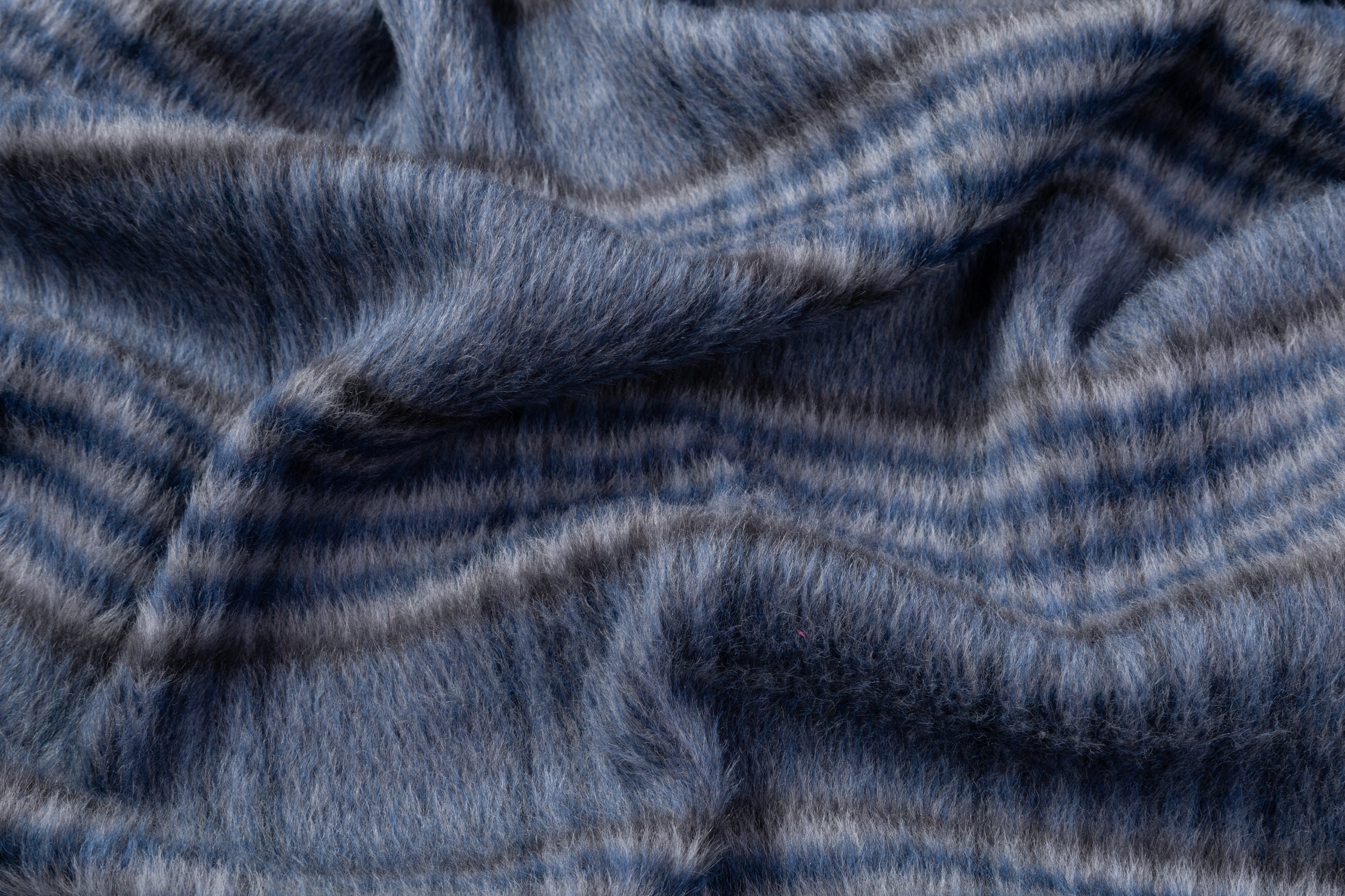 Checked Italian Baby Alpaca Coating - Blue